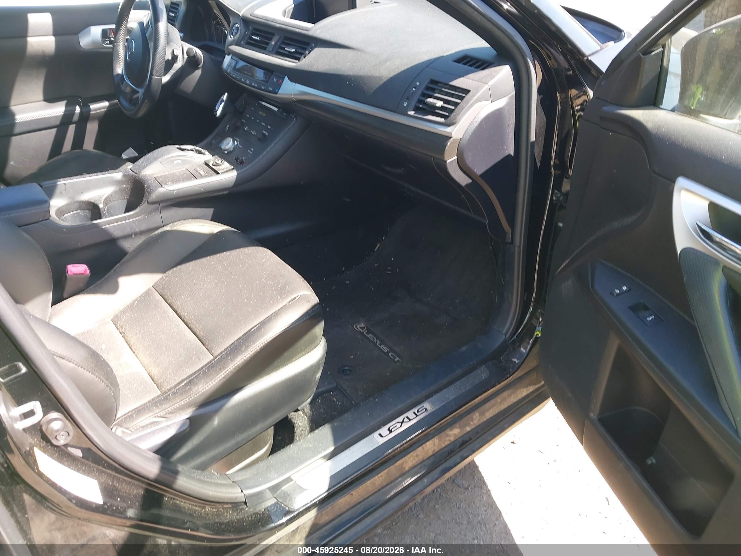 2012 Lexus Ct 200h Premium Black vin: JTHKD5BHXC2120330
