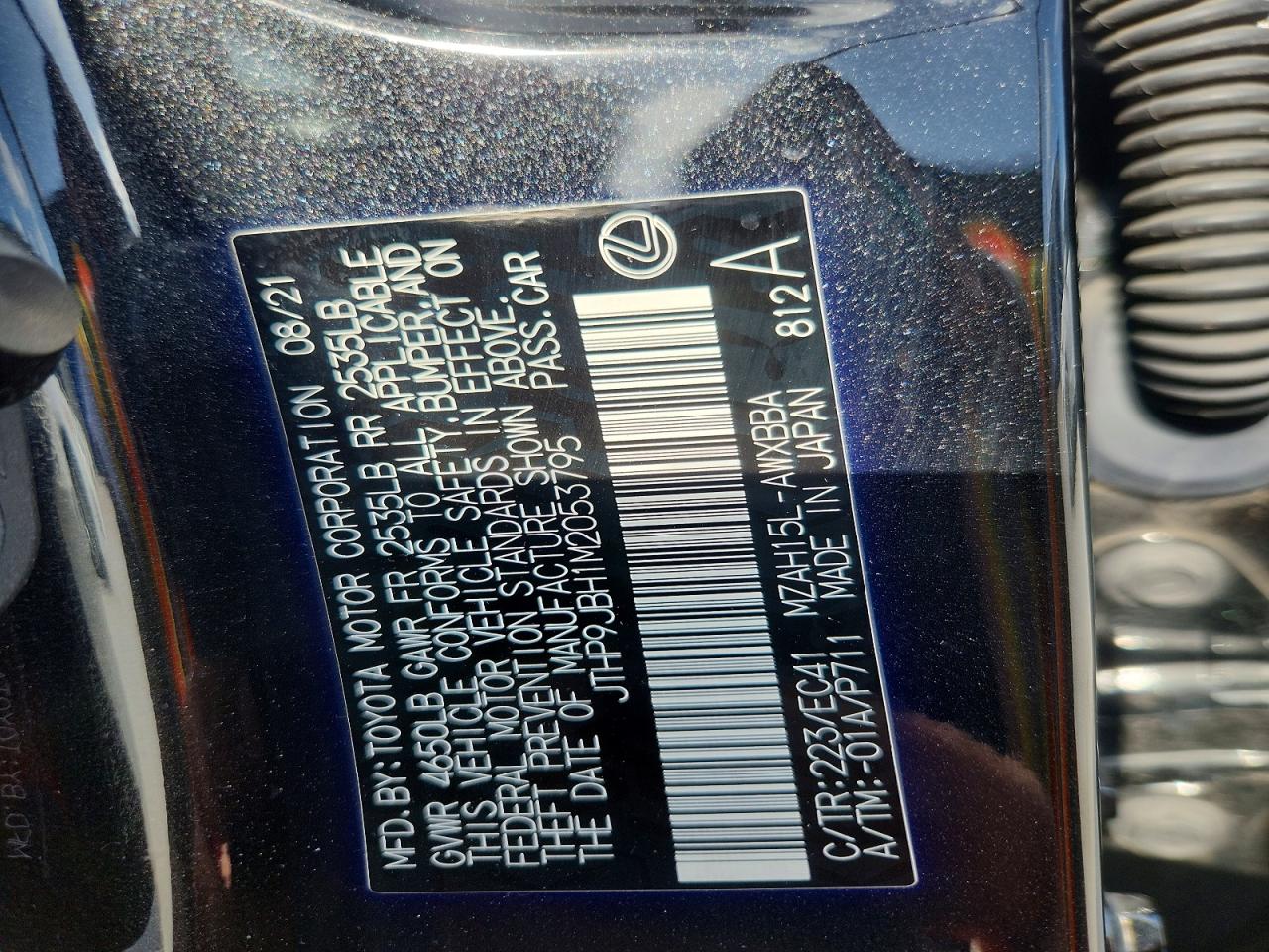 2021 Lexus Ux 250h Black vin: JTHP9JBH1M2053795