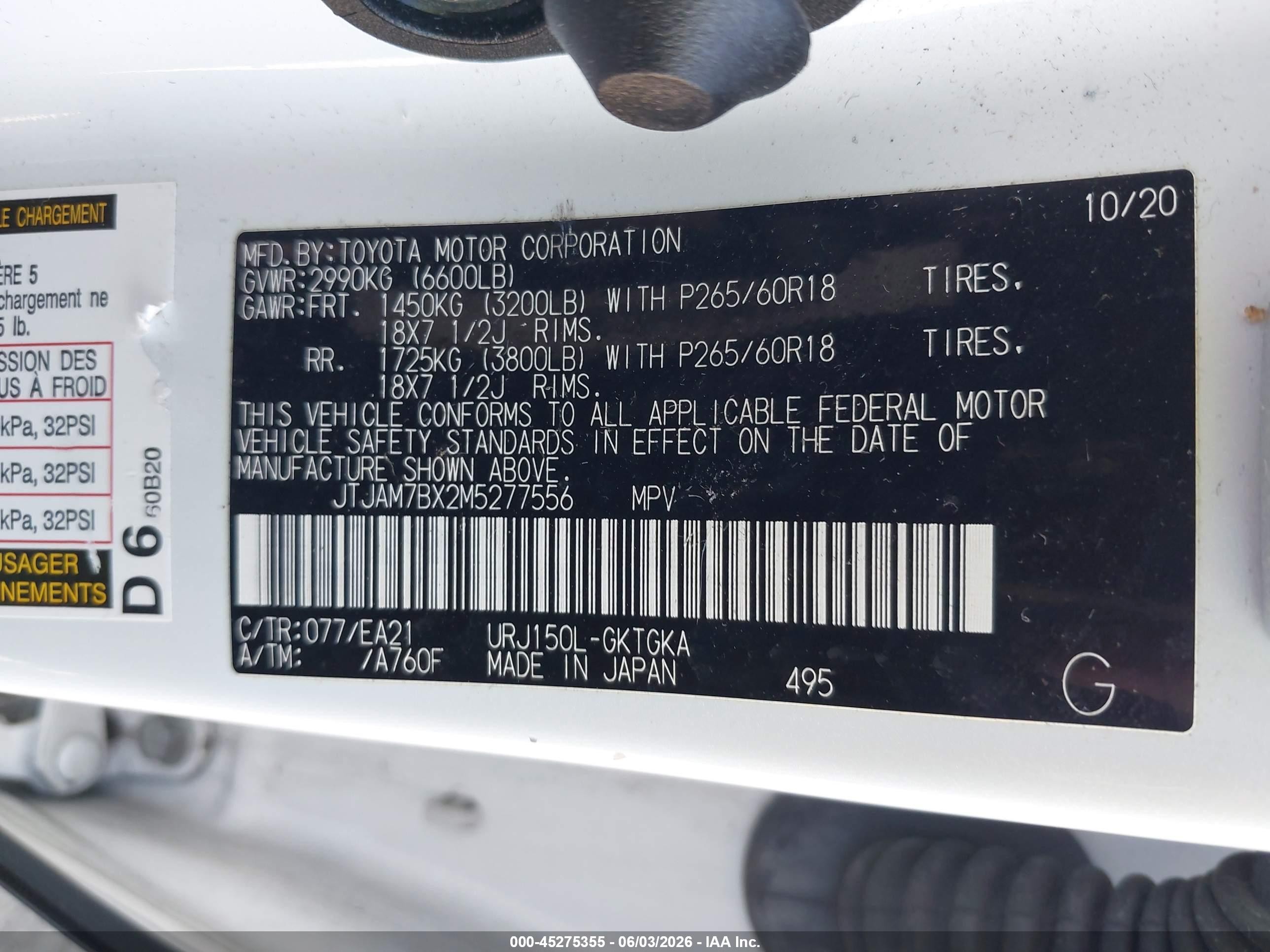 2021 Lexus Gx Gx 460 Premium White vin: JTJAM7BX2M5277556