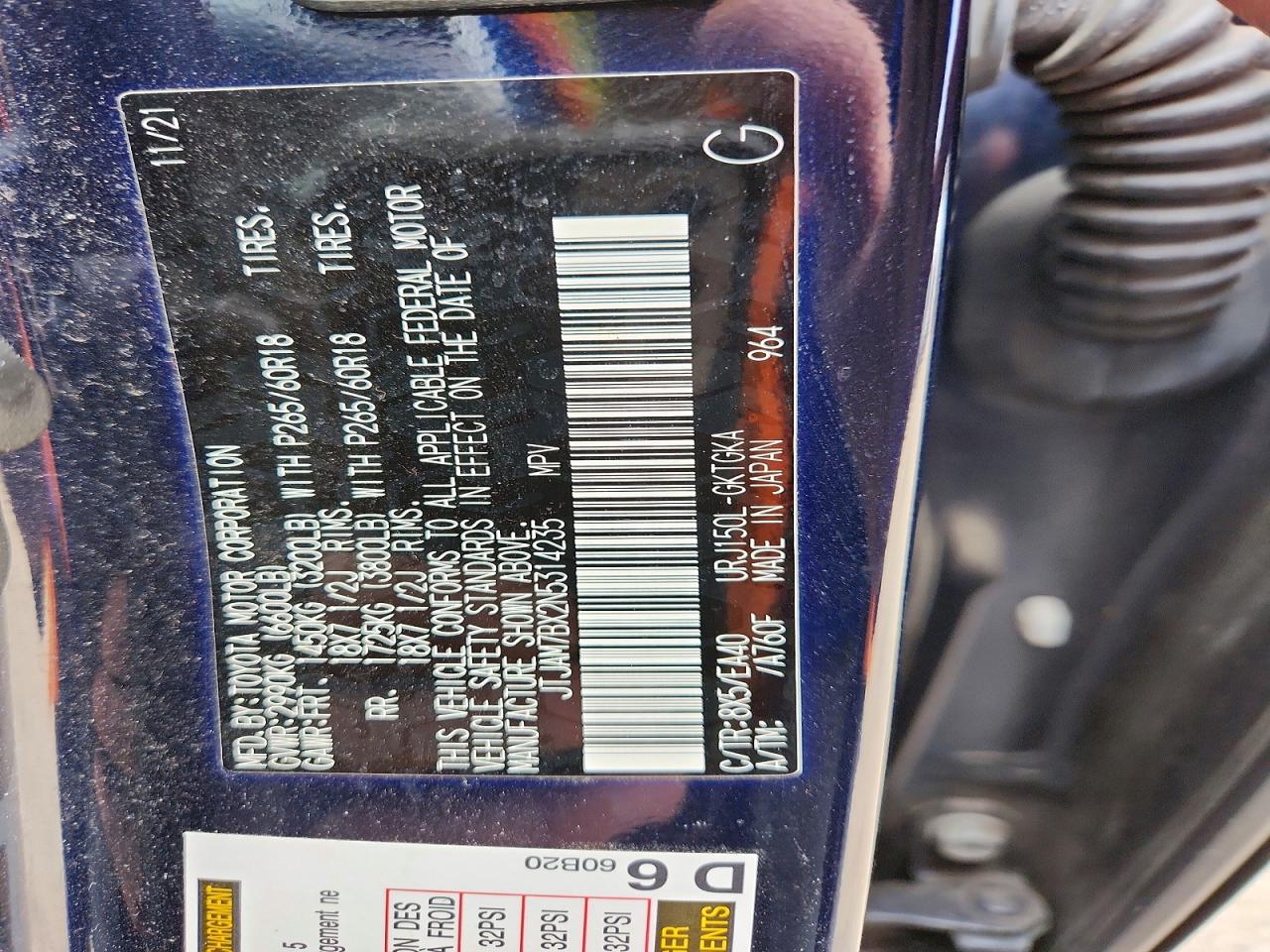 2022 Lexus Gx 460 Blue vin: JTJAM7BX2N5314235