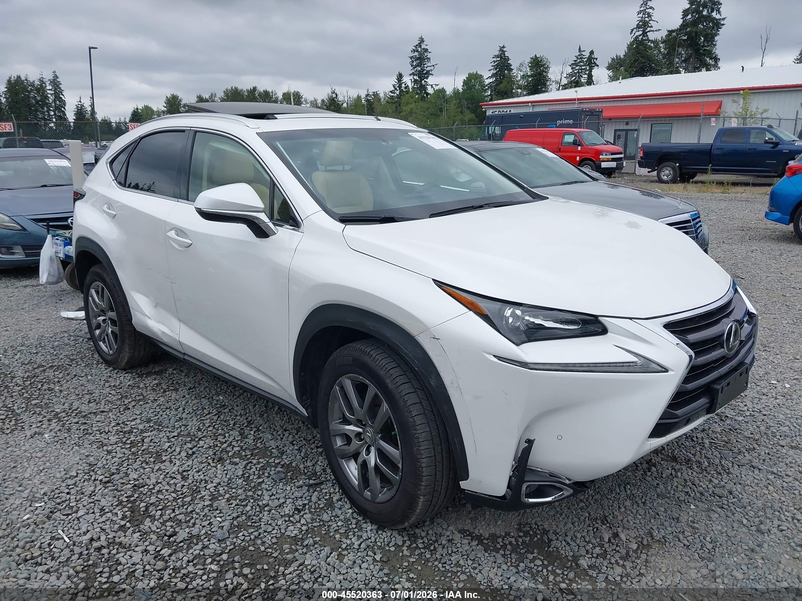 2015 Lexus Nx 200t   White vin: JTJBARBZ2F2003286