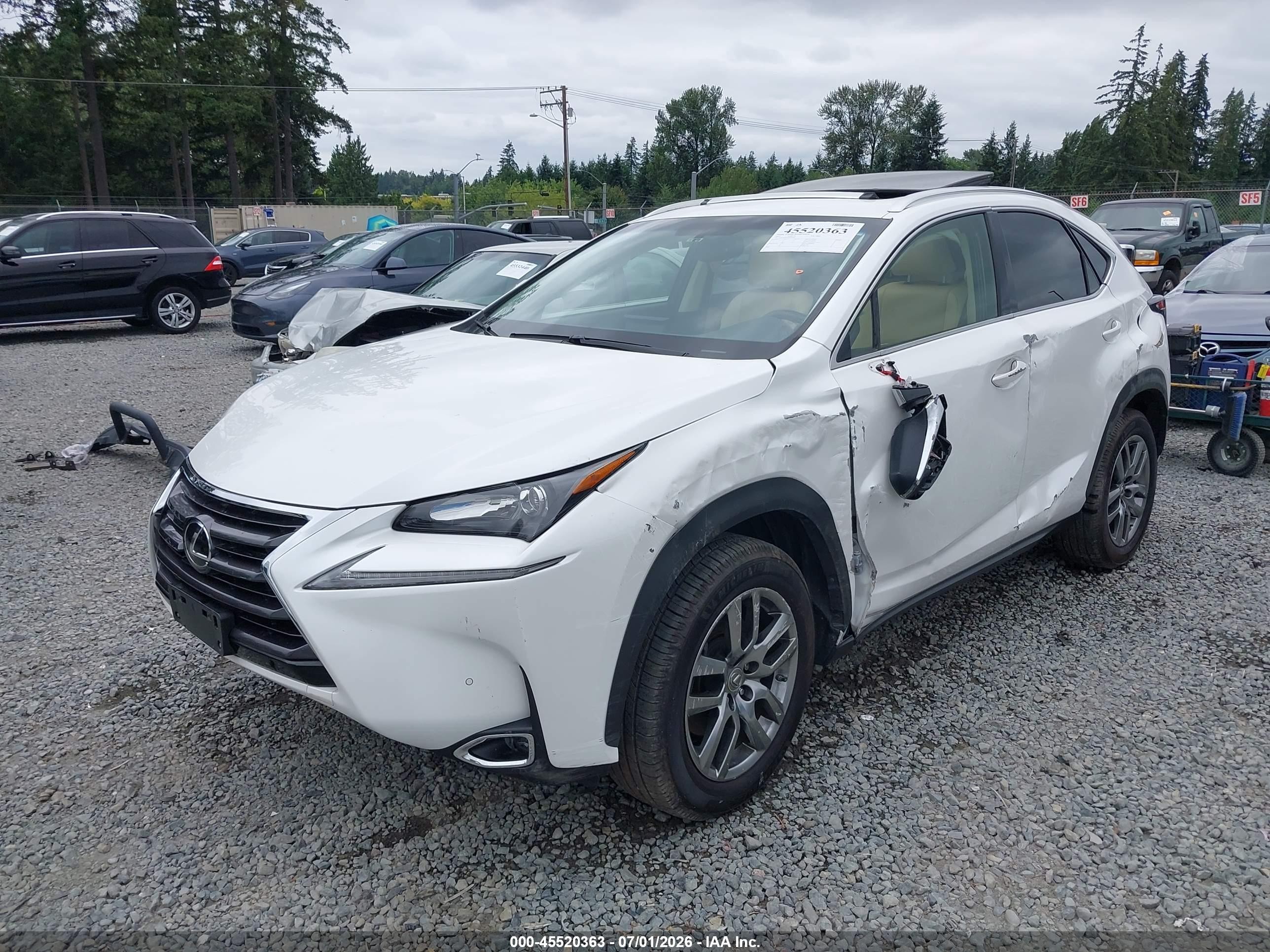 2015 Lexus Nx 200t   White vin: JTJBARBZ2F2003286