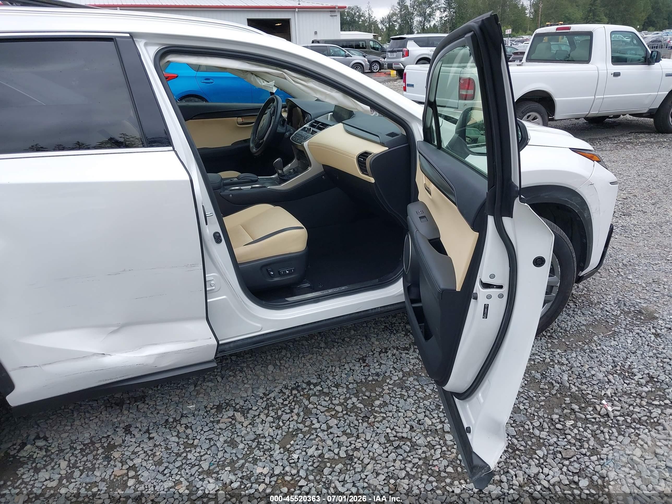 2015 Lexus Nx 200t   White vin: JTJBARBZ2F2003286