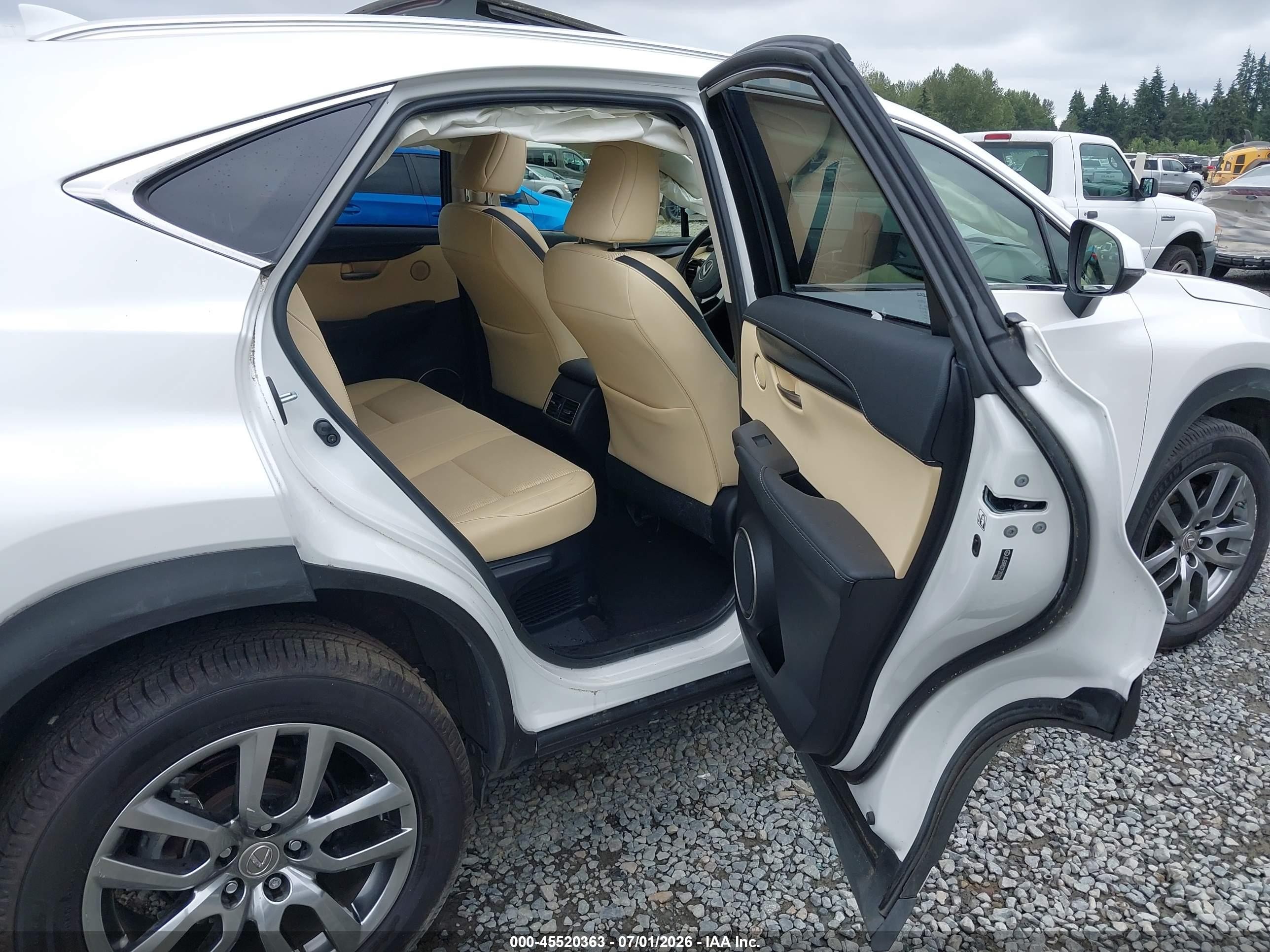 2015 Lexus Nx 200t   White vin: JTJBARBZ2F2003286