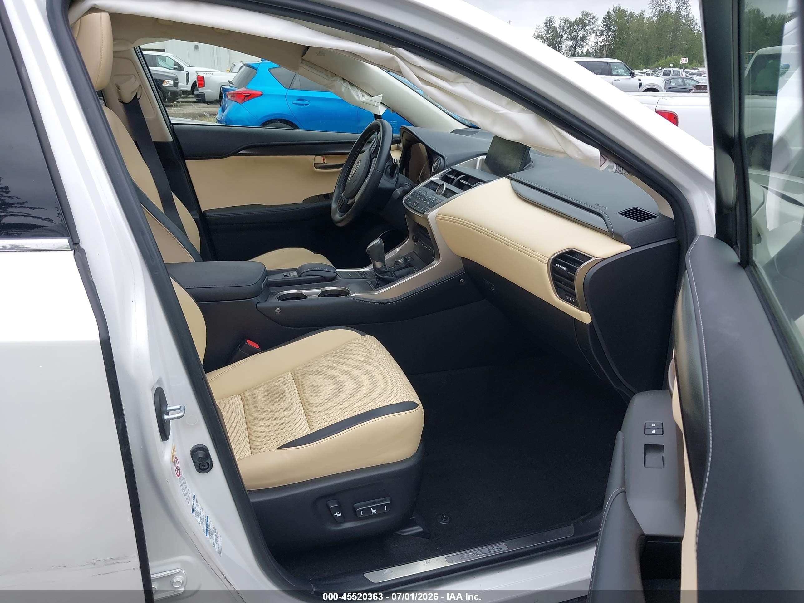 2015 Lexus Nx 200t   White vin: JTJBARBZ2F2003286