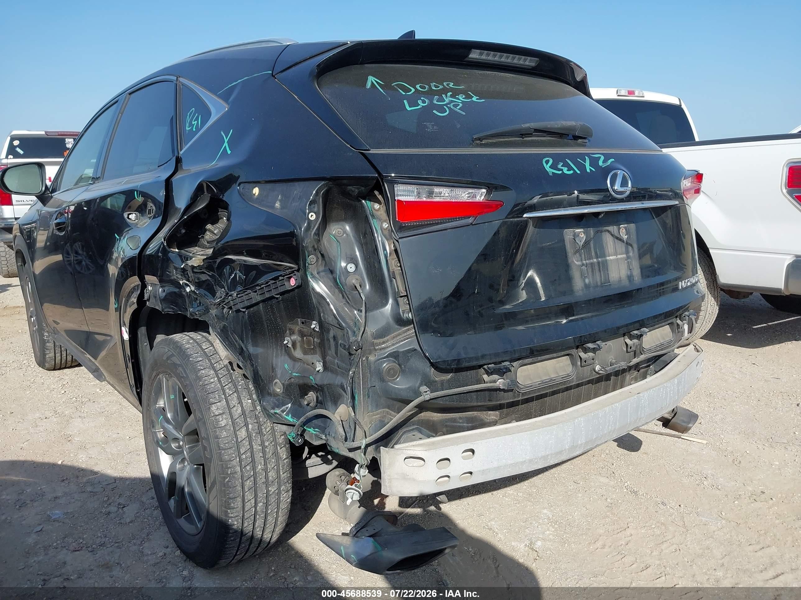2015 Lexus Nx 200t   Black vin: JTJBARBZ6F2023959