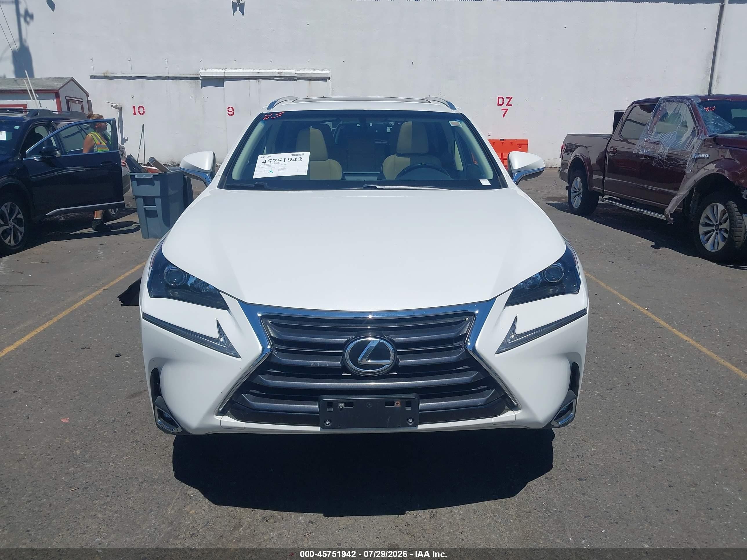 2015 Lexus Nx 200t White vin: JTJBARBZ6F2030569
