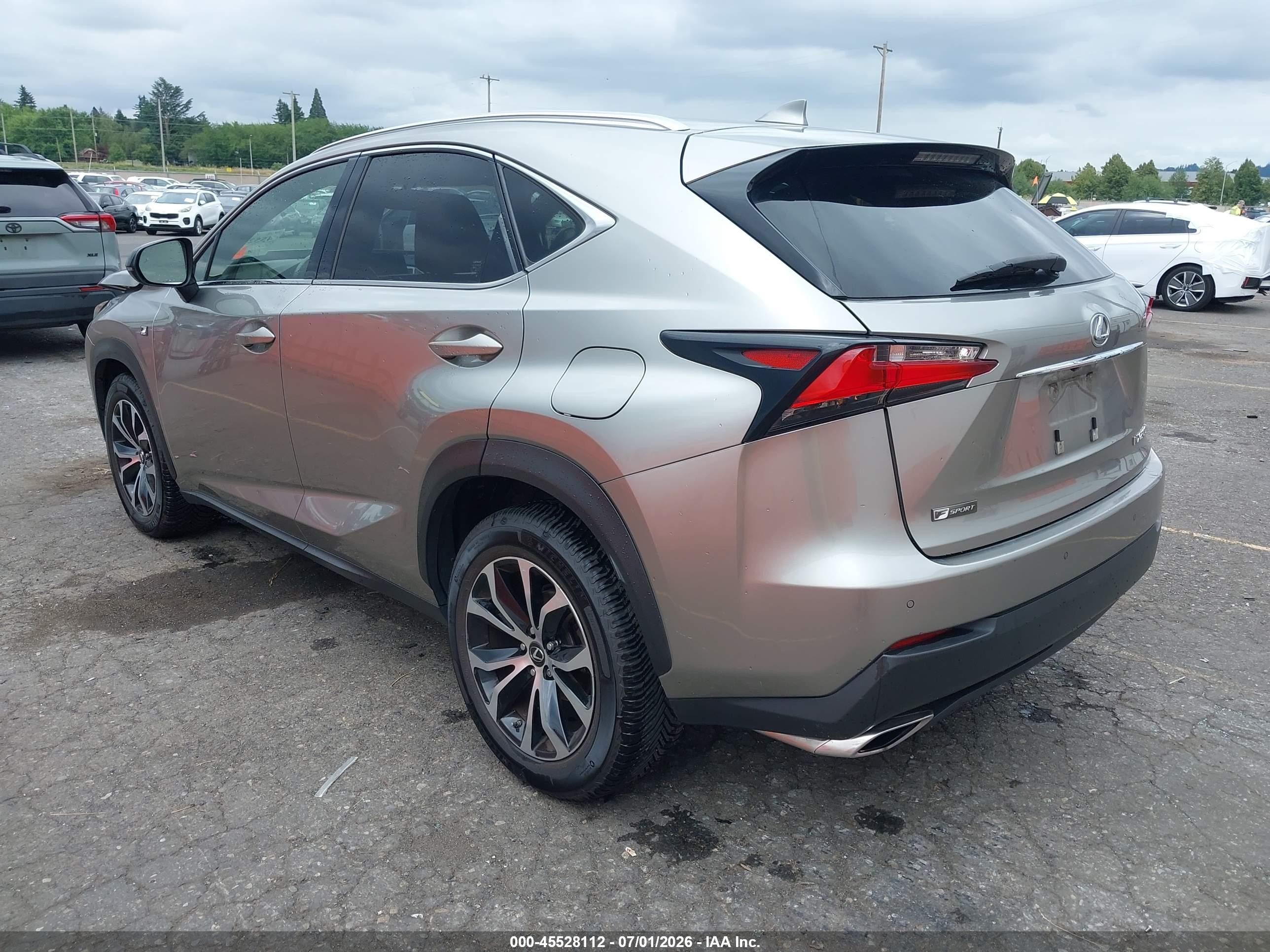 2015 Lexus Nx 200t F Sport Silver vin: JTJBARBZ7F2045842