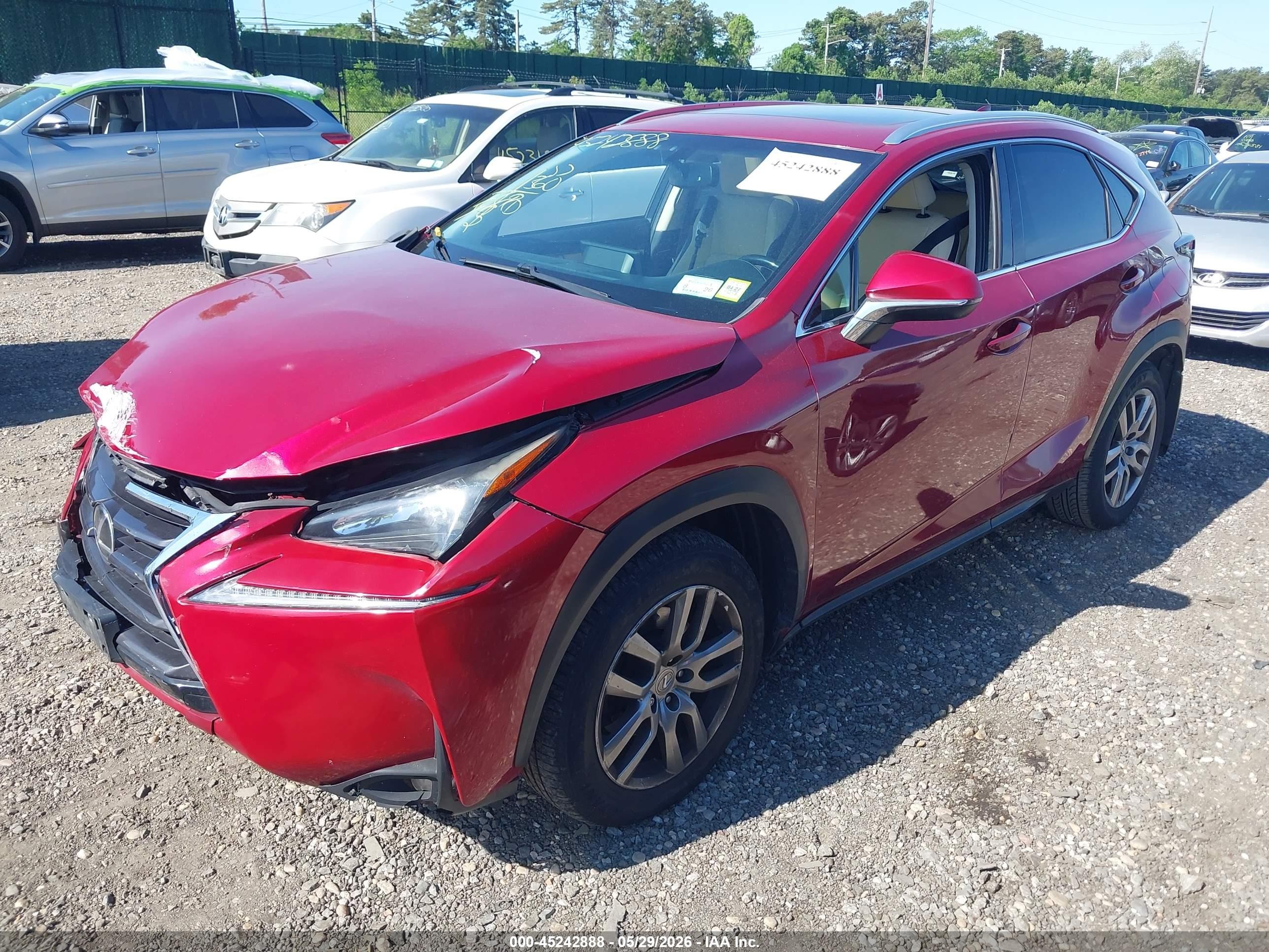 2015 Lexus Nx 200t Red vin: JTJBARBZ8F2006998