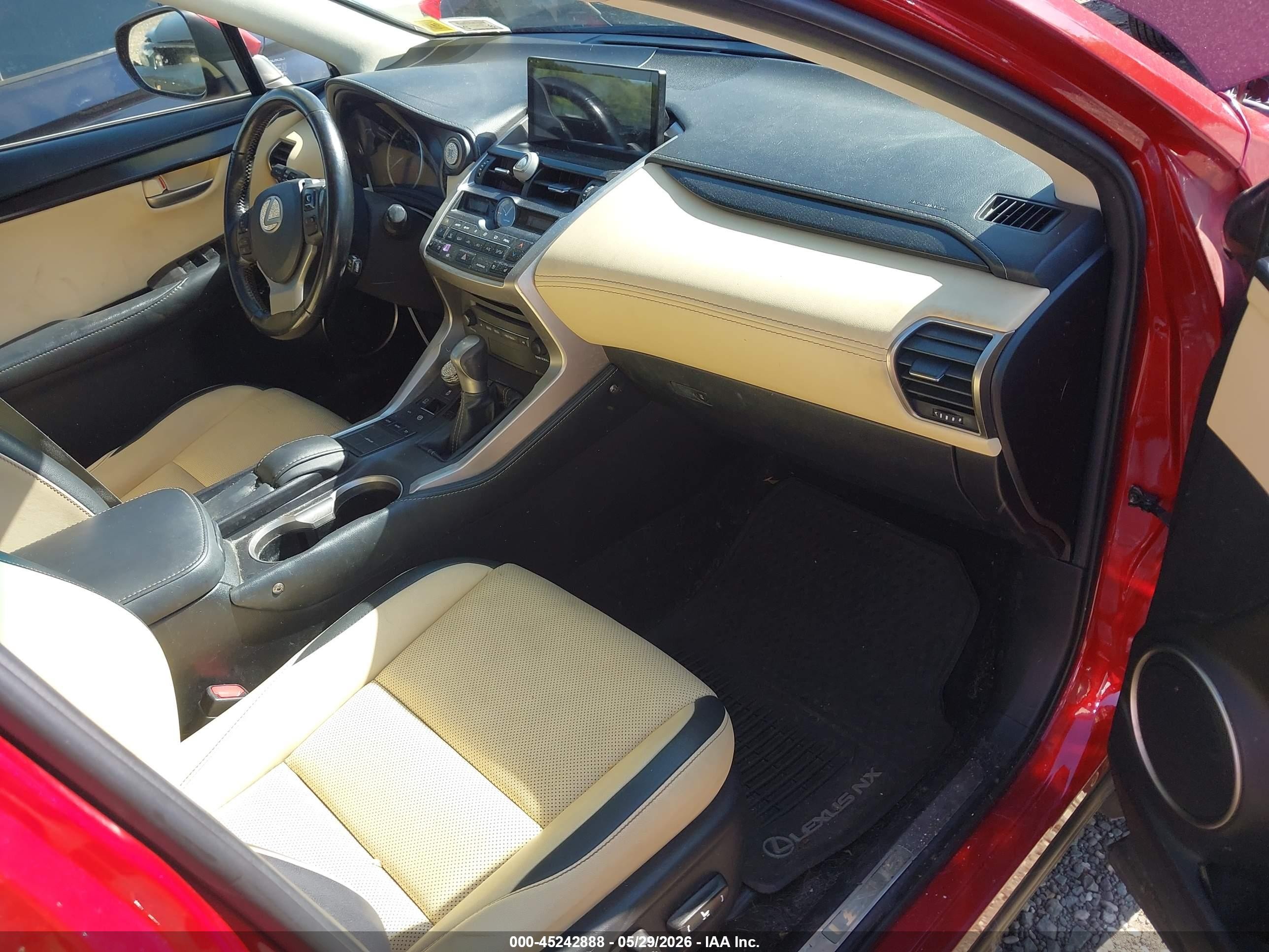 2015 Lexus Nx 200t Red vin: JTJBARBZ8F2006998