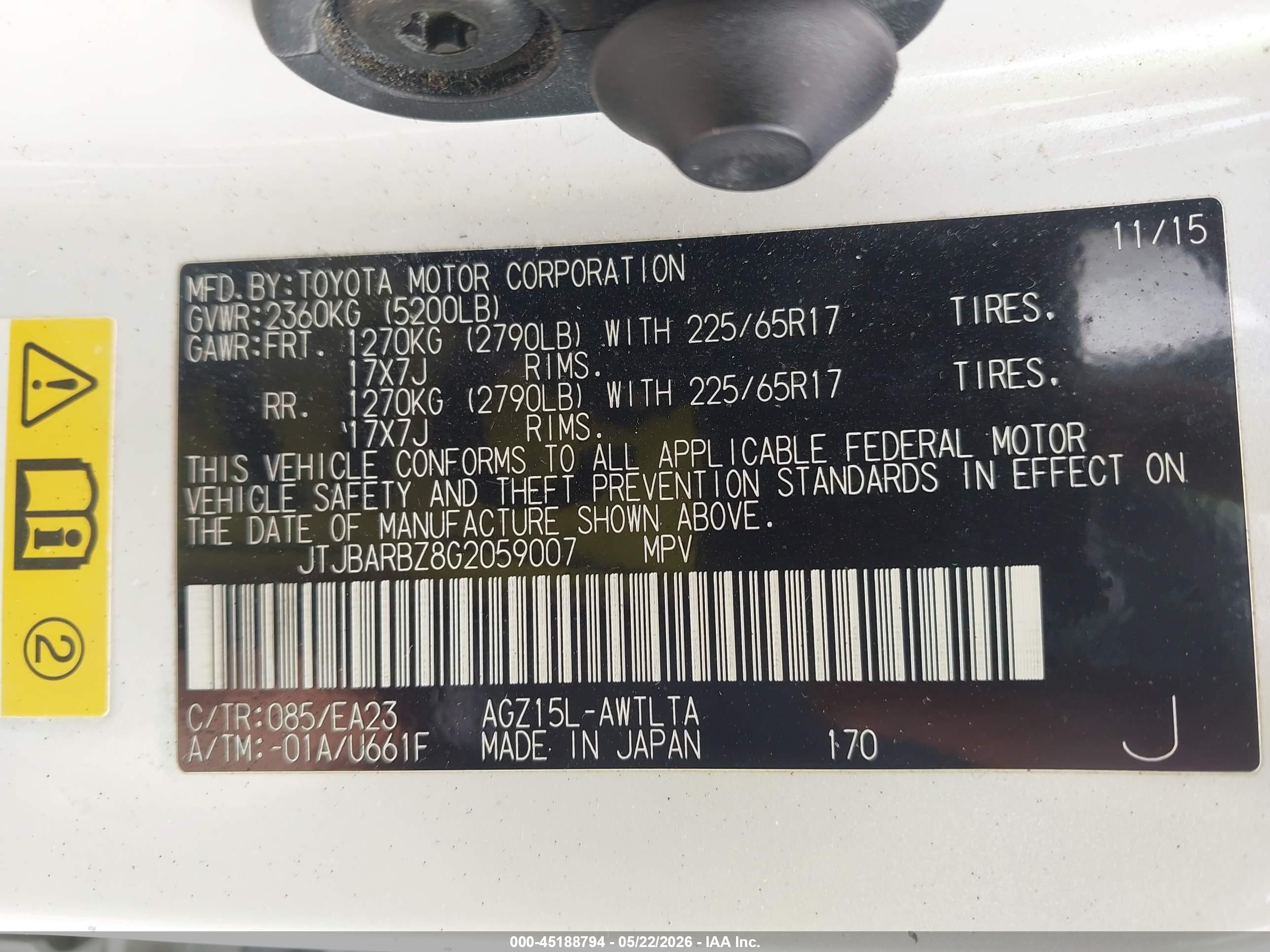 2016 Lexus Nx 200t   White vin: JTJBARBZ8G2059007