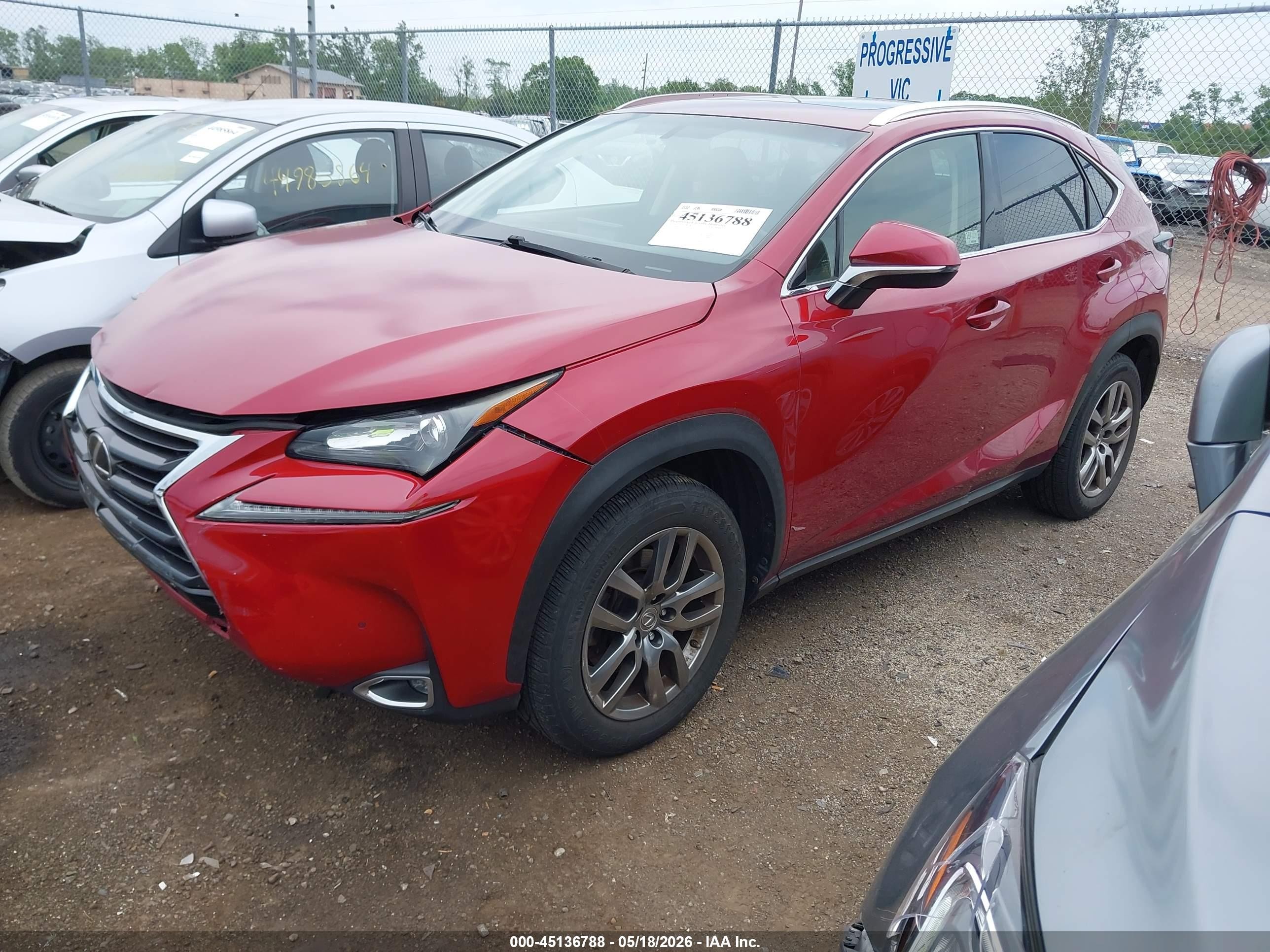 2015 Lexus Nx 200t   Красный vin: JTJBARBZXF2011426
