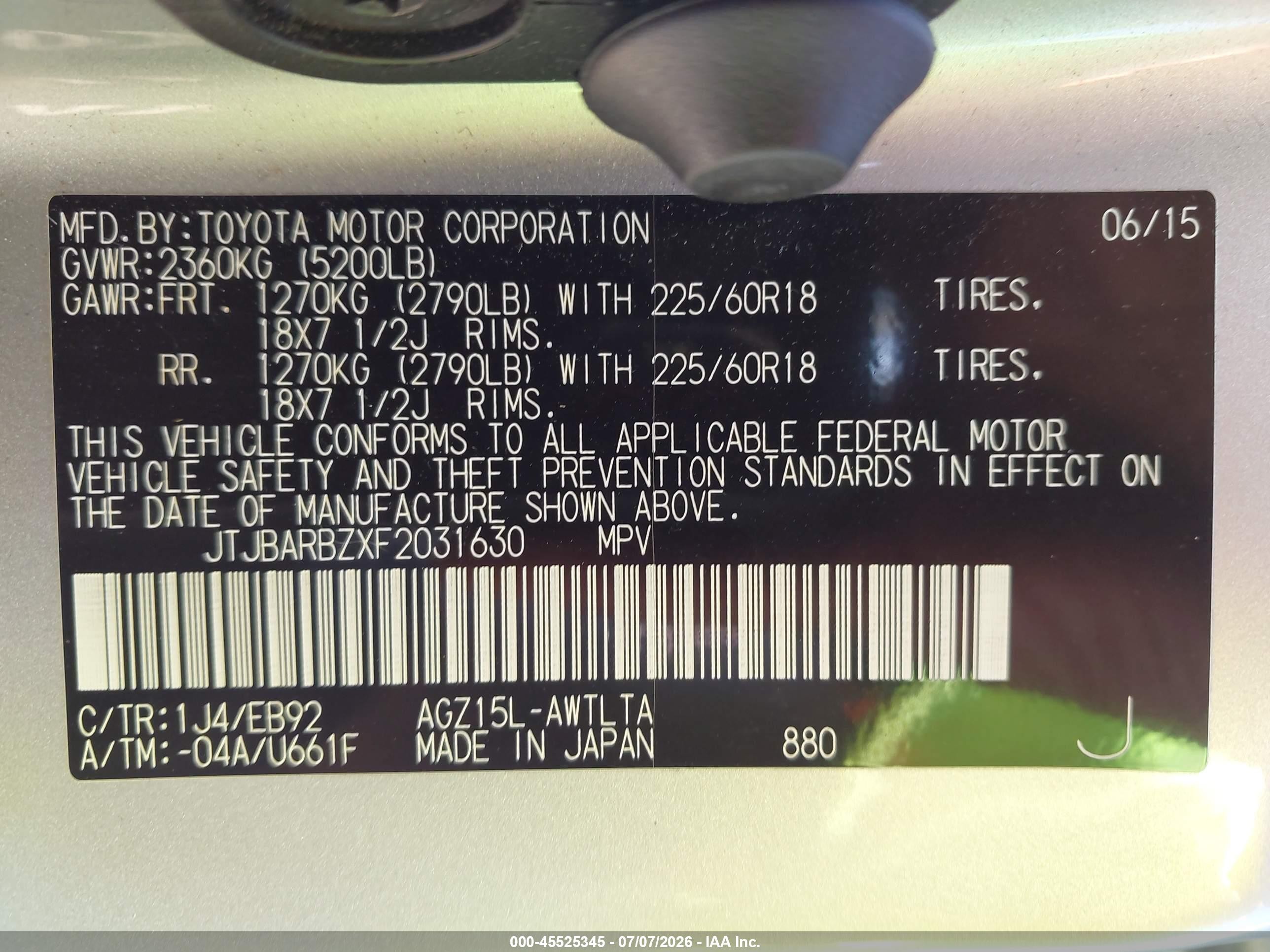 2015 Lexus Nx 200t F Sport Silver vin: JTJBARBZXF2031630