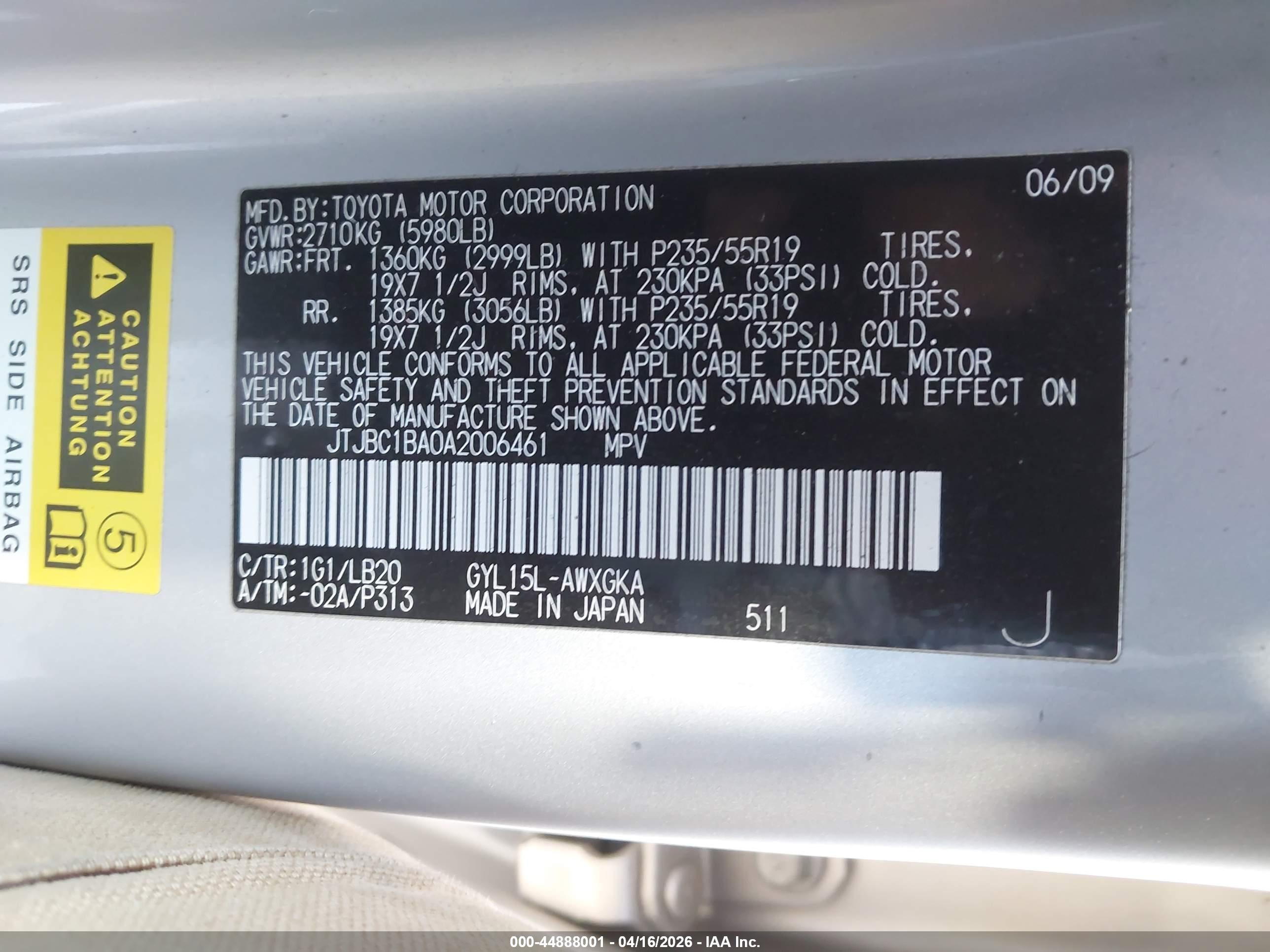 2010 Lexus Rx 450h   Silver vin: JTJBC1BA0A2006461