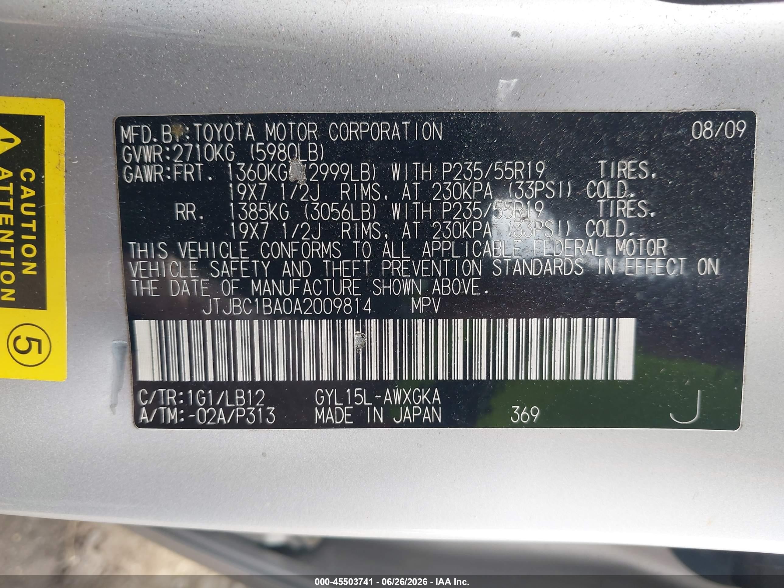 2010 Lexus Rx 450h Silver vin: JTJBC1BA0A2009814