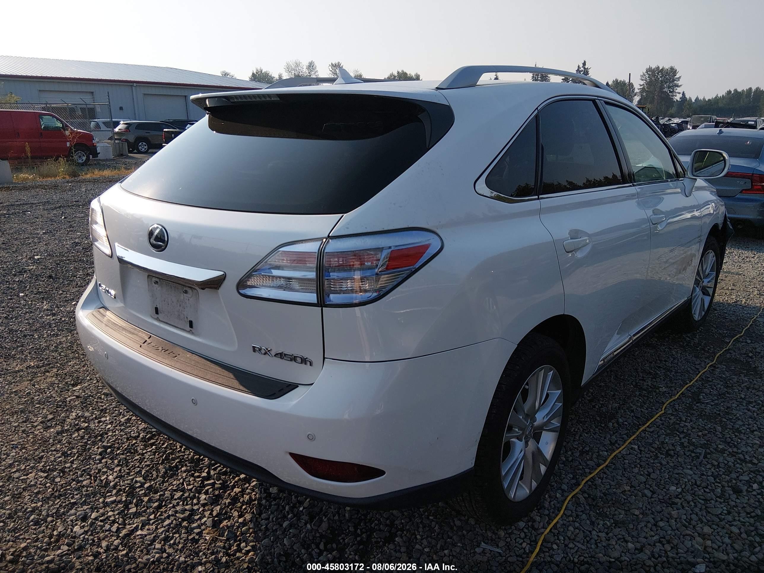 2010 Lexus Rx 450h   White vin: JTJBC1BA1A2012611