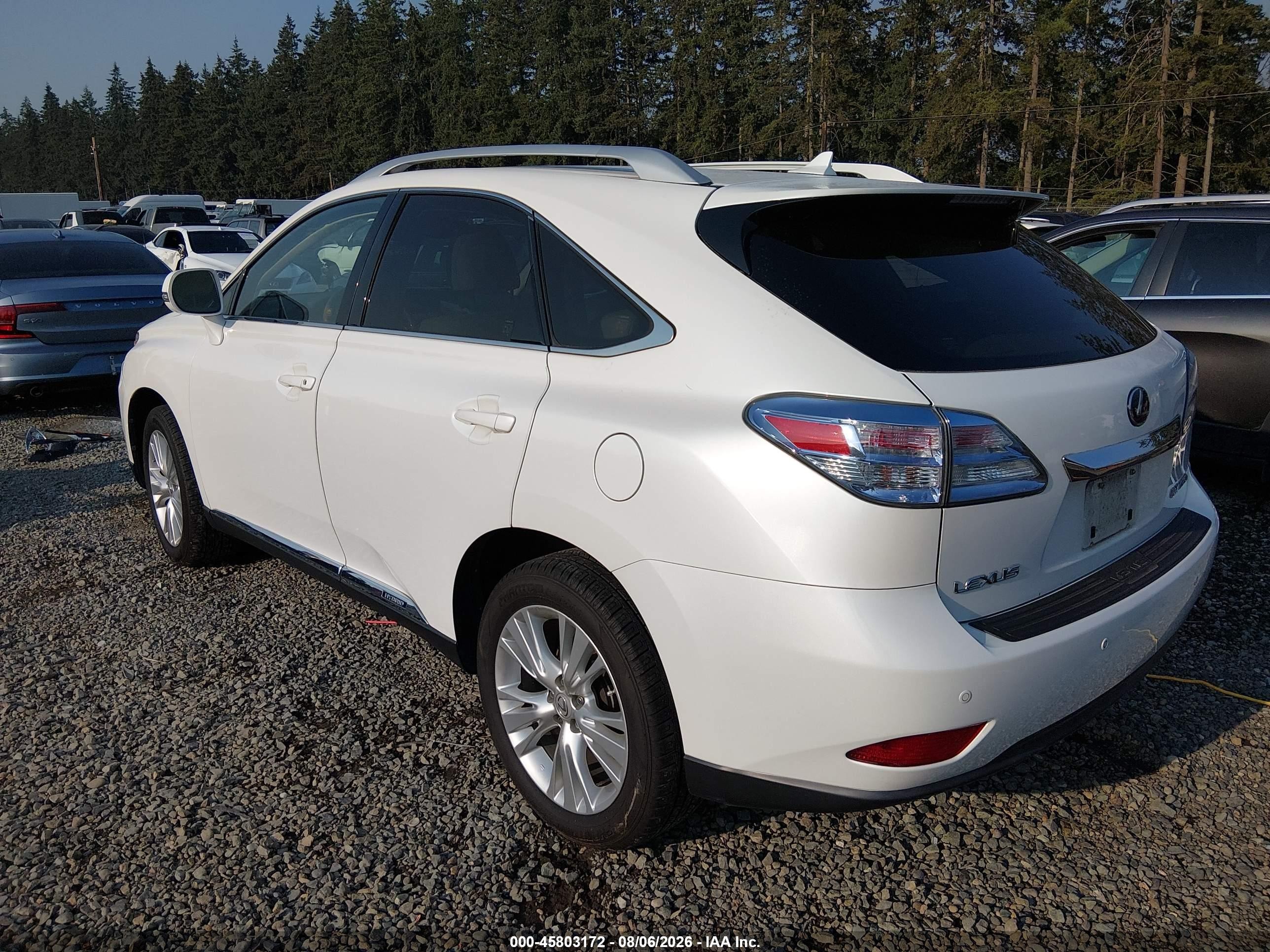 2010 Lexus Rx 450h   White vin: JTJBC1BA1A2012611