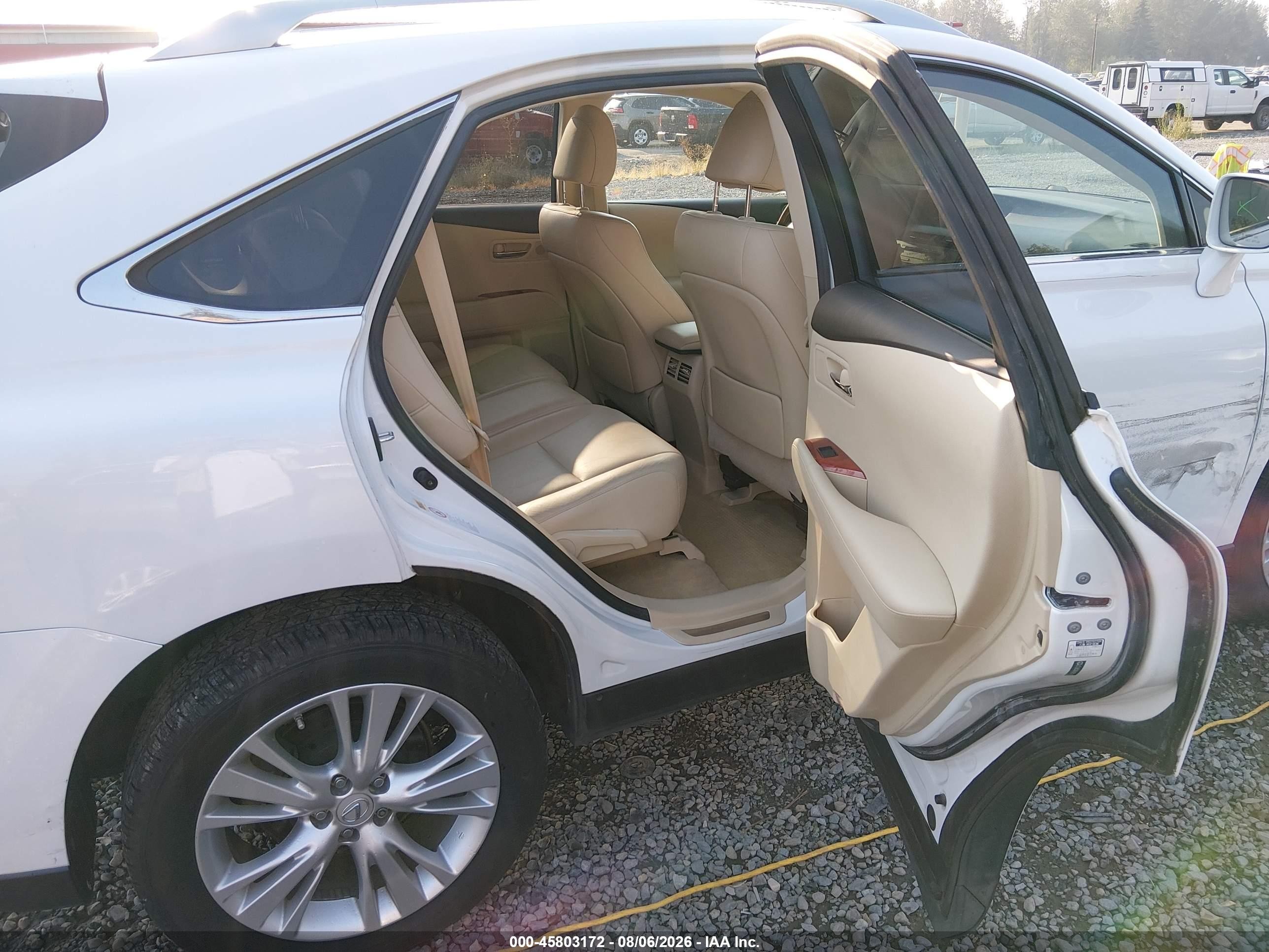 2010 Lexus Rx 450h   White vin: JTJBC1BA1A2012611