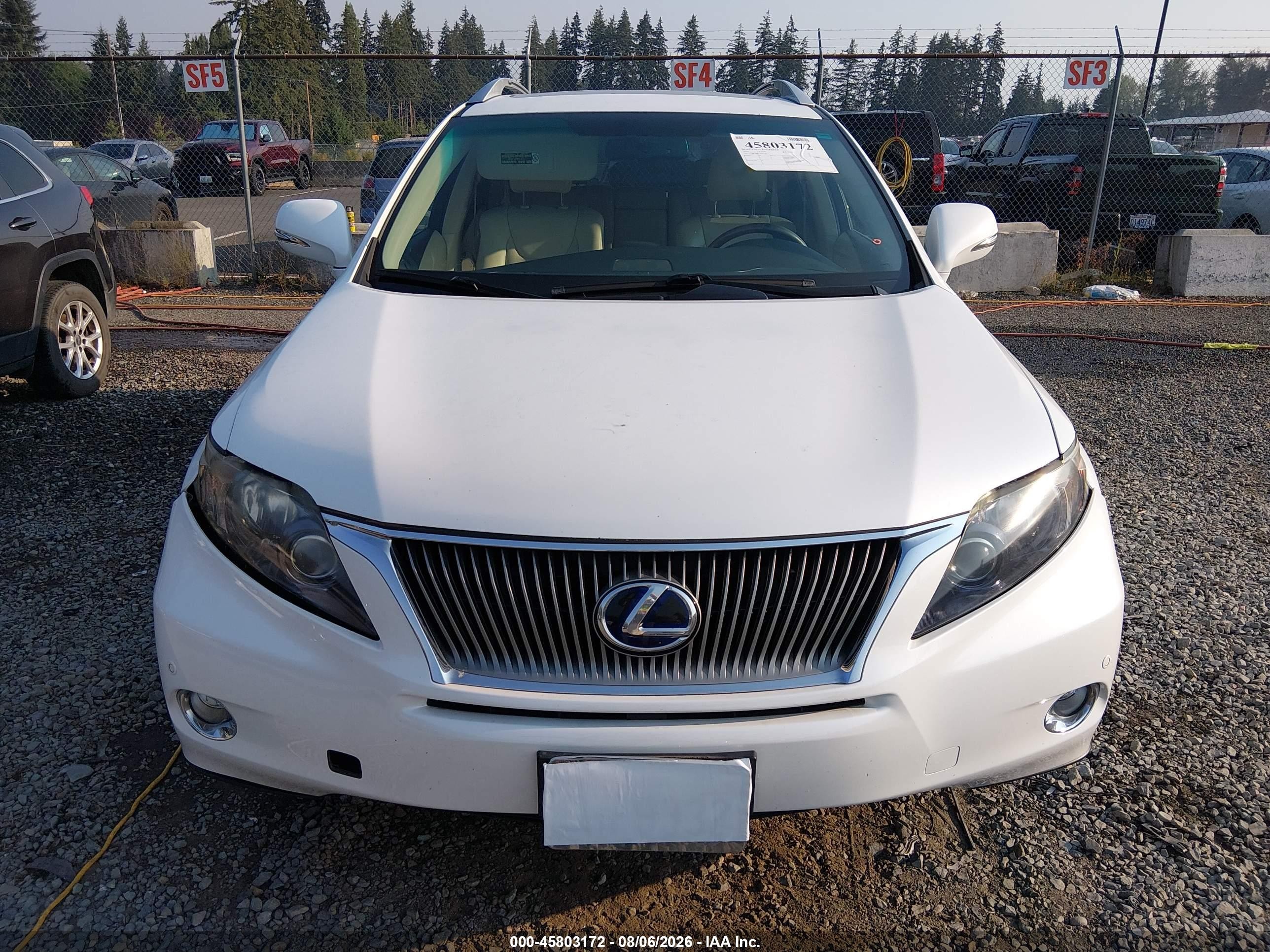2010 Lexus Rx 450h   White vin: JTJBC1BA1A2012611