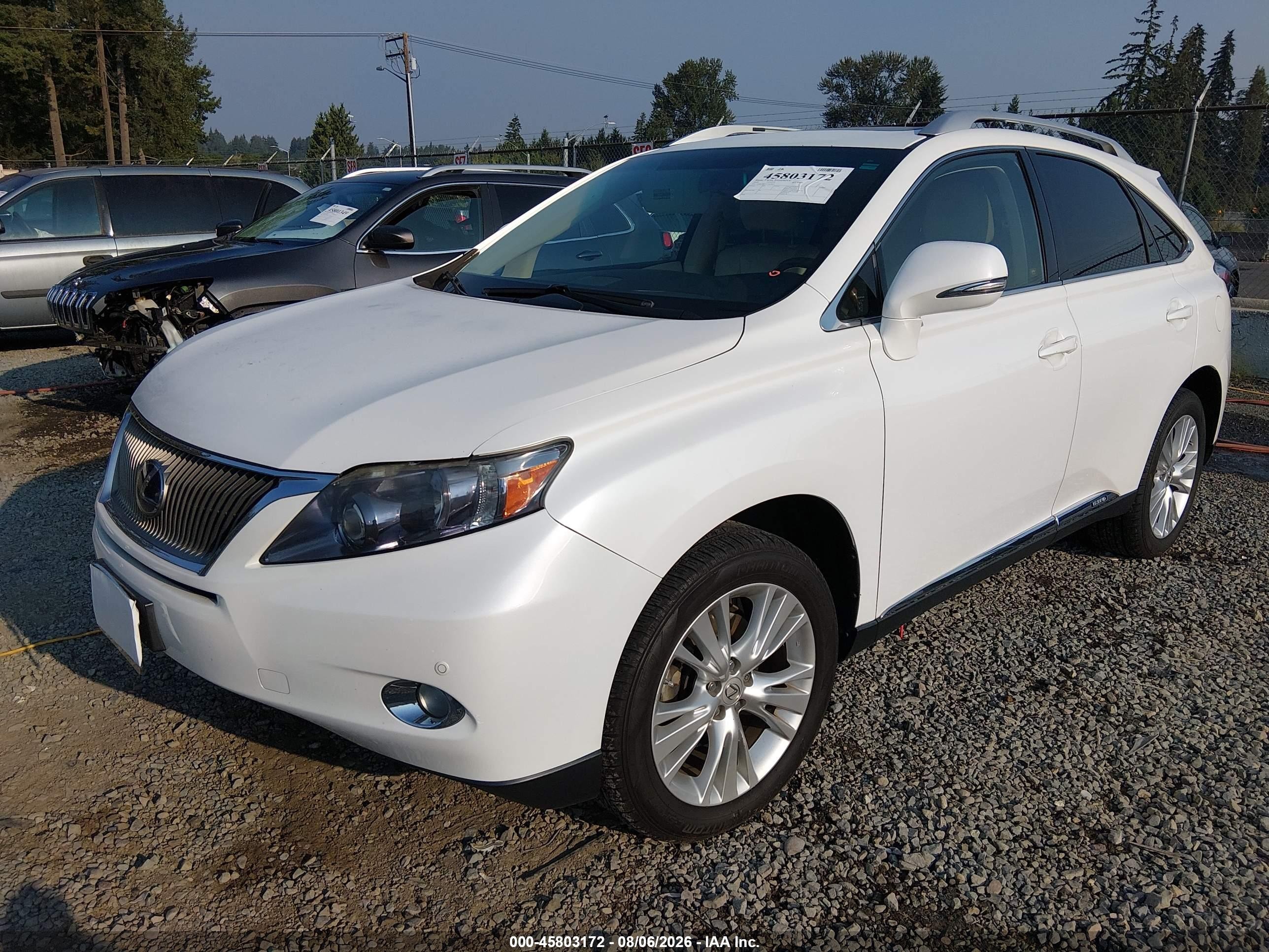 2010 Lexus Rx 450h   White vin: JTJBC1BA1A2012611