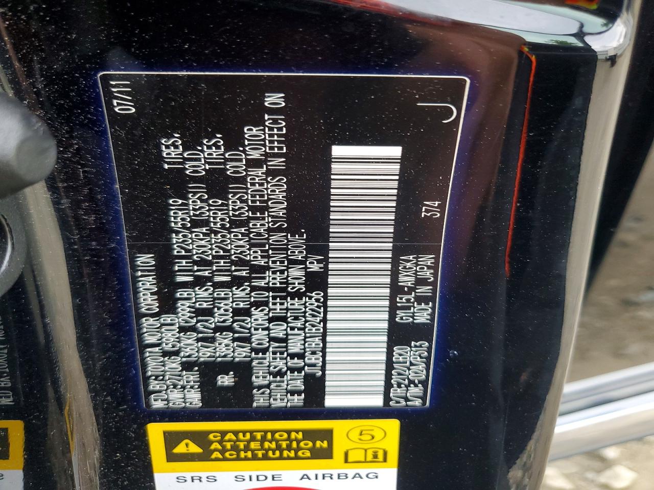 2011 Lexus Rx 450h Black vin: JTJBC1BA1B2422956