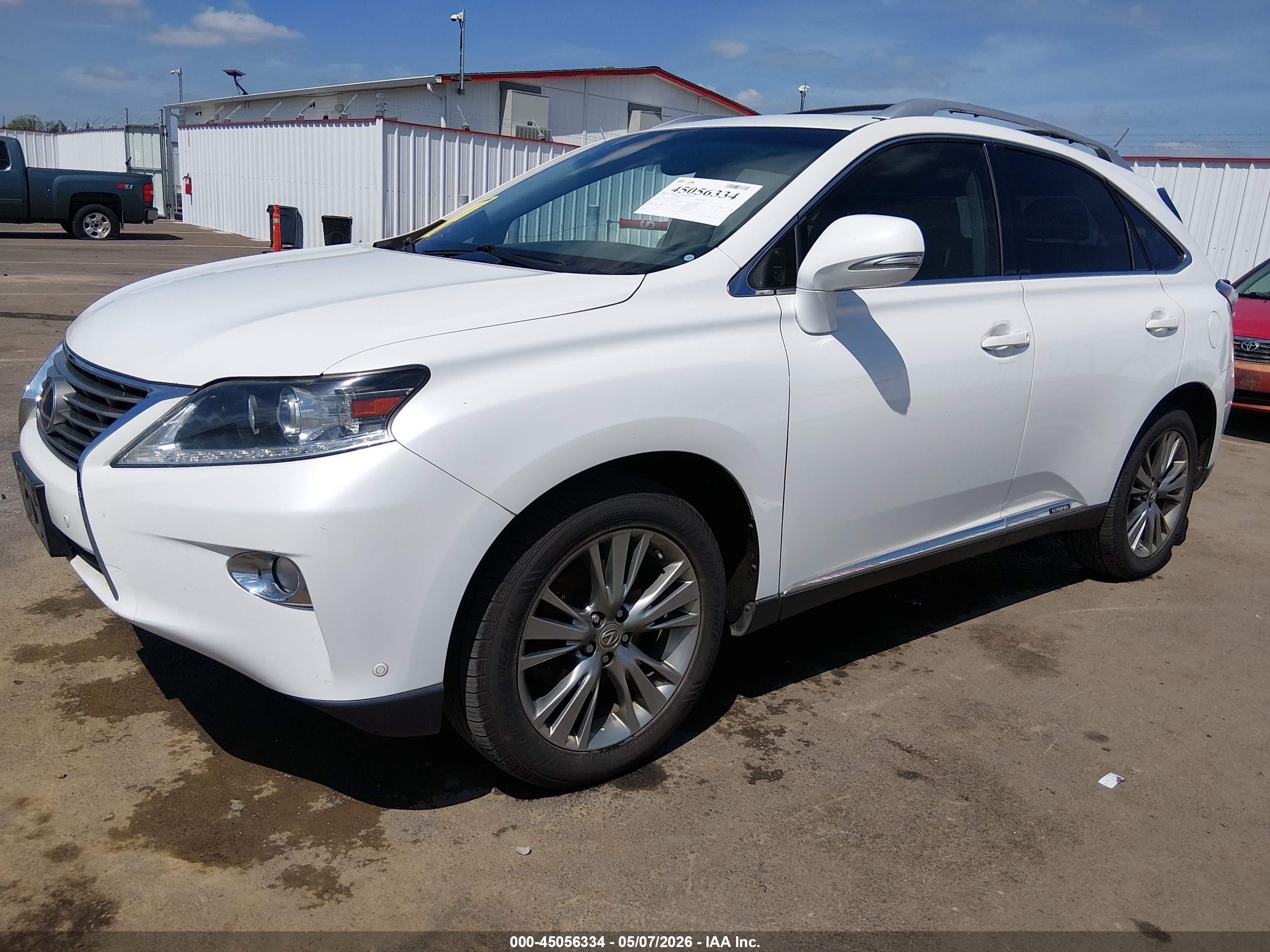 2013 Lexus Rx 450h   White vin: JTJBC1BA2D2451918