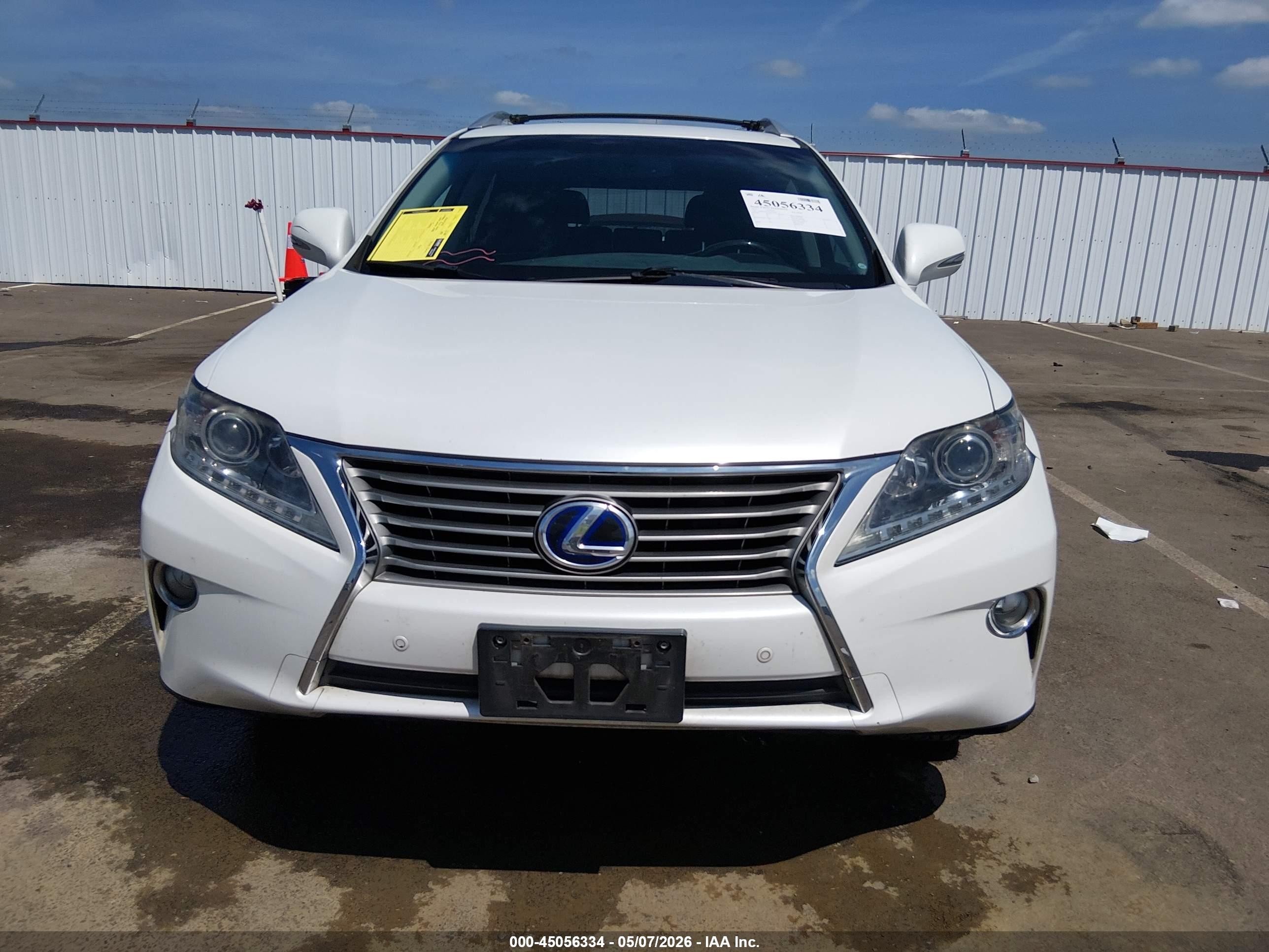 2013 Lexus Rx 450h   White vin: JTJBC1BA2D2451918