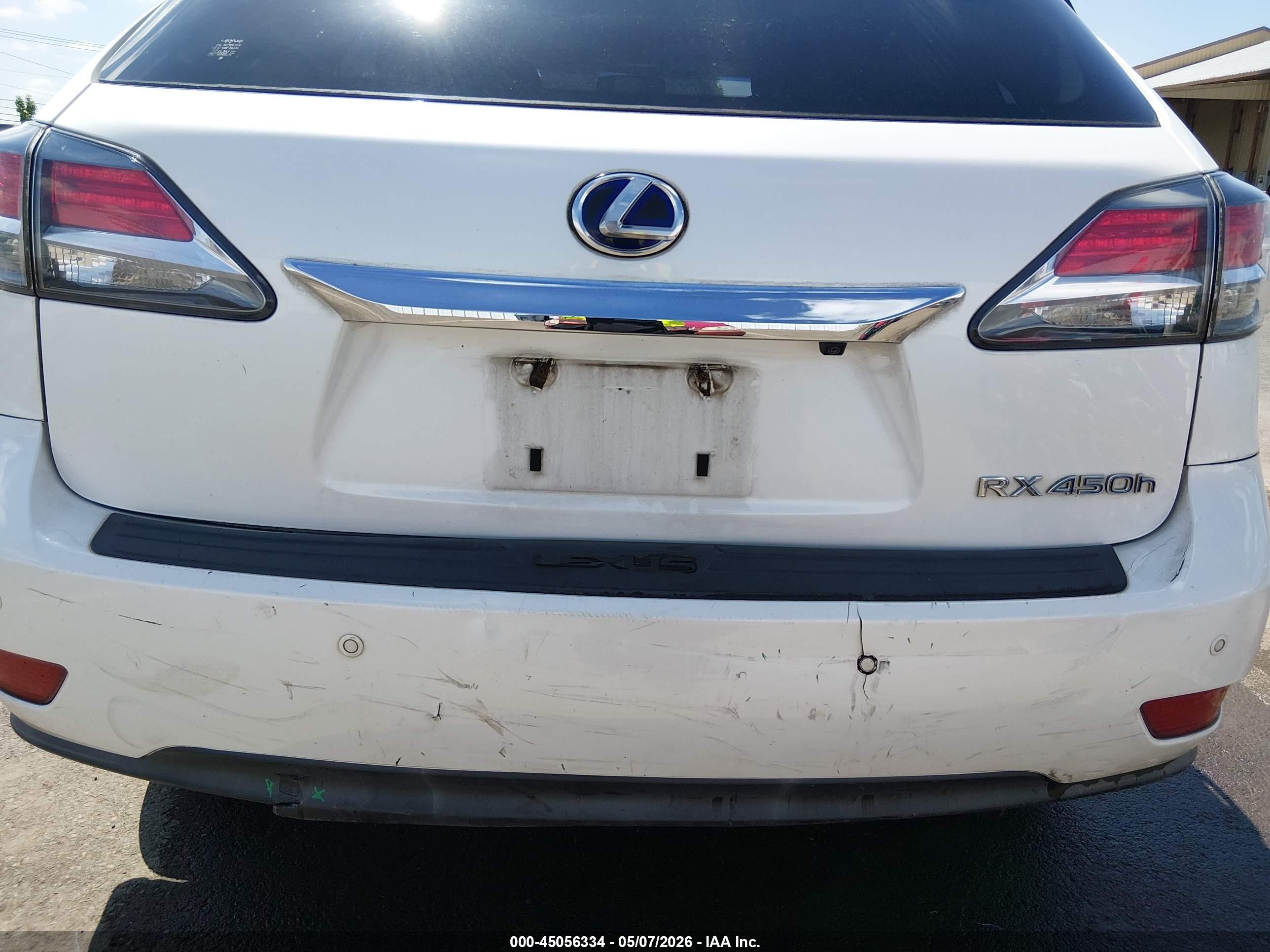 2013 Lexus Rx 450h   White vin: JTJBC1BA2D2451918