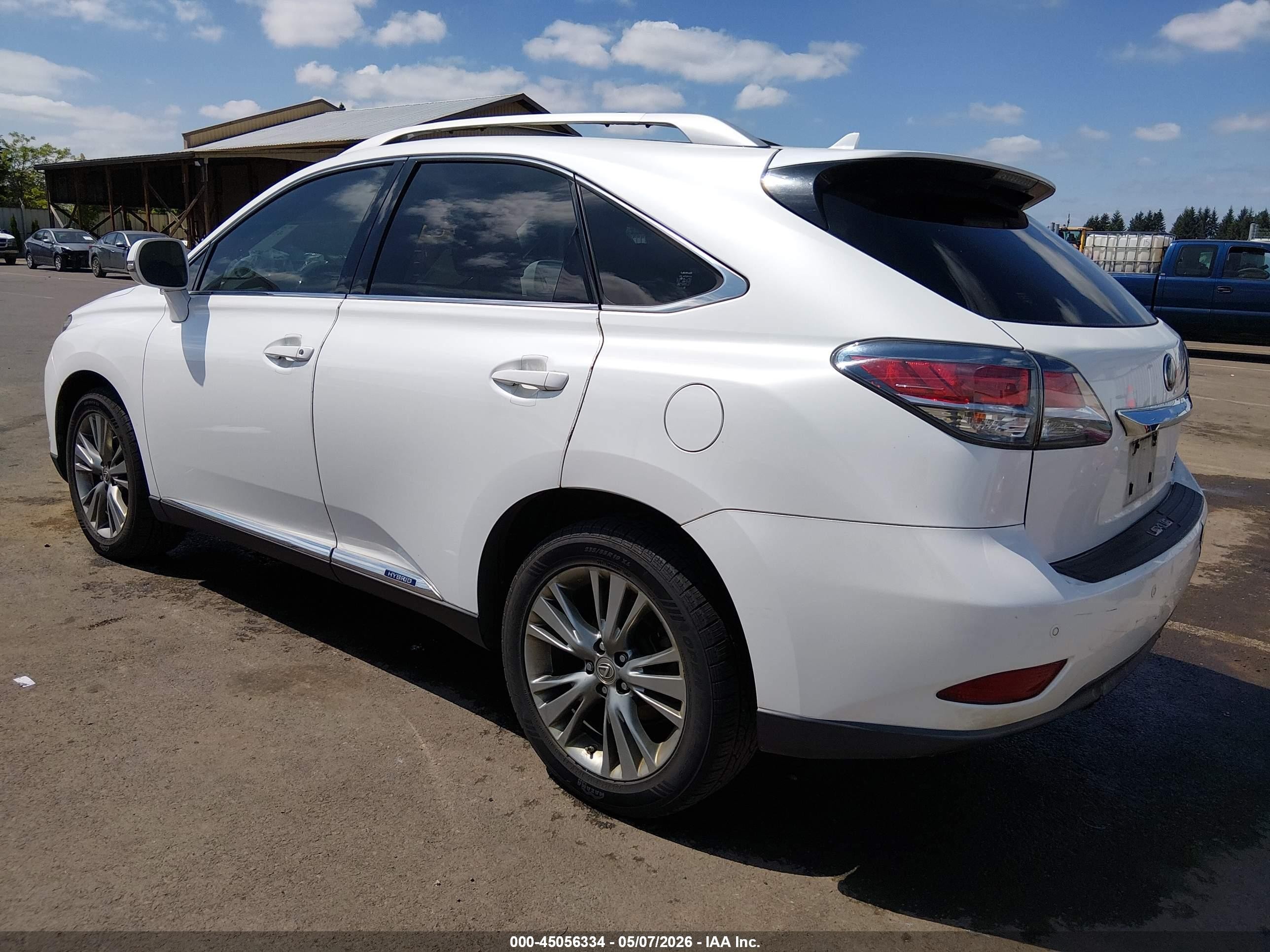 2013 Lexus Rx 450h   White vin: JTJBC1BA2D2451918