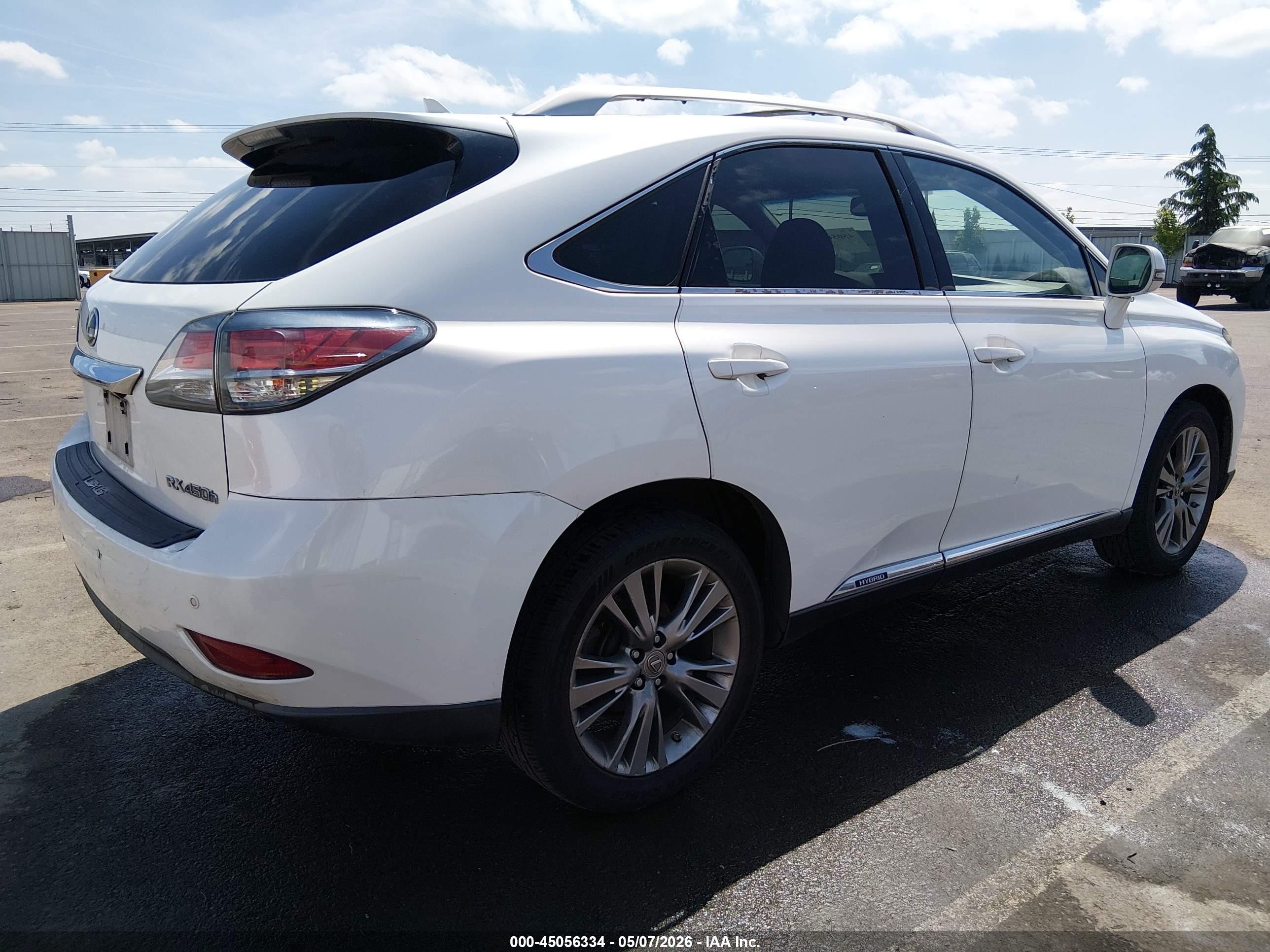 2013 Lexus Rx 450h   White vin: JTJBC1BA2D2451918