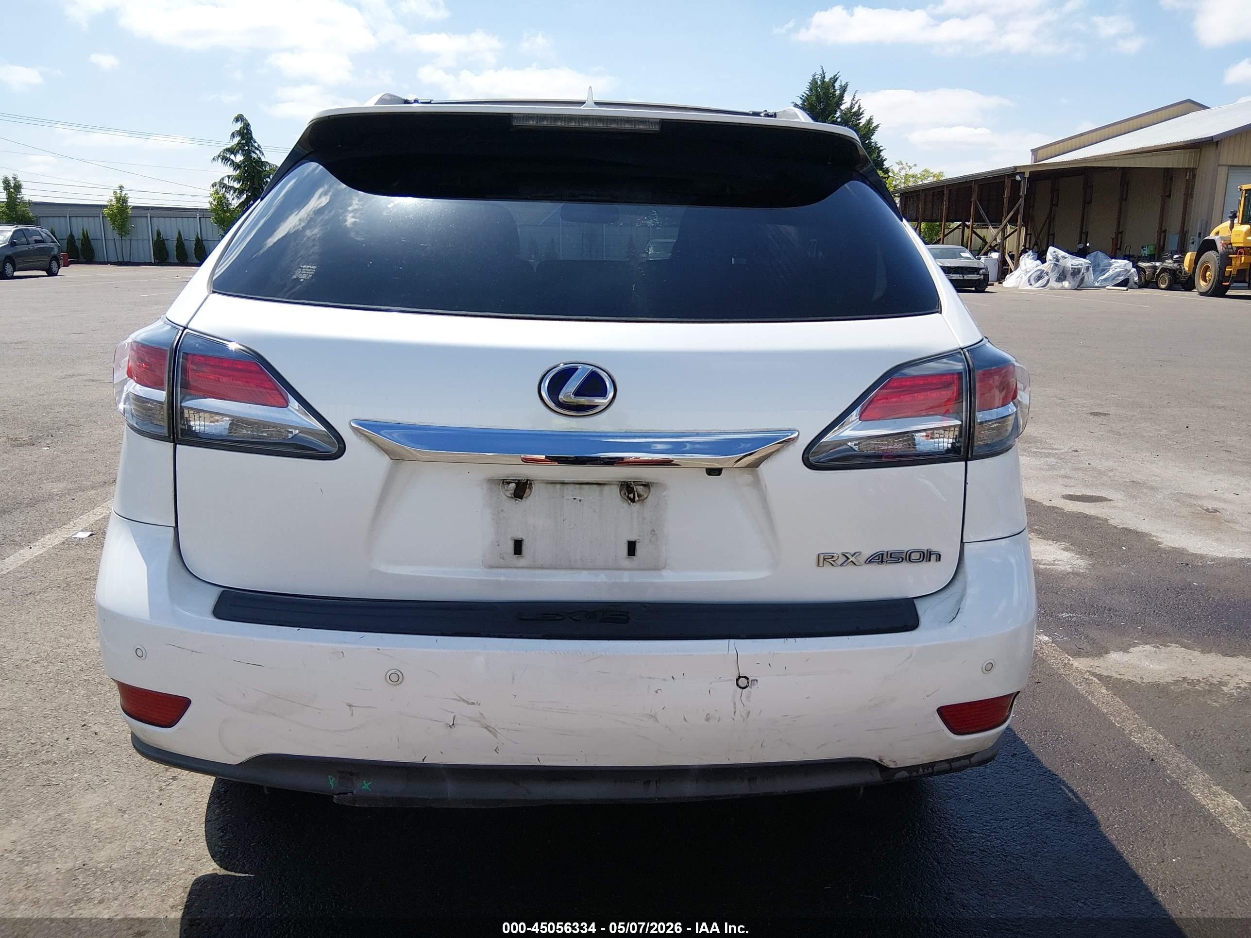 2013 Lexus Rx 450h   White vin: JTJBC1BA2D2451918