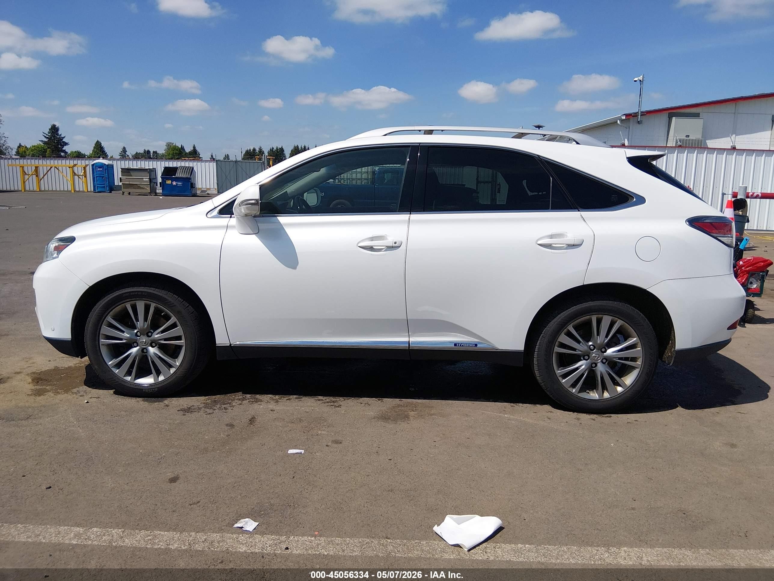 2013 Lexus Rx 450h   White vin: JTJBC1BA2D2451918