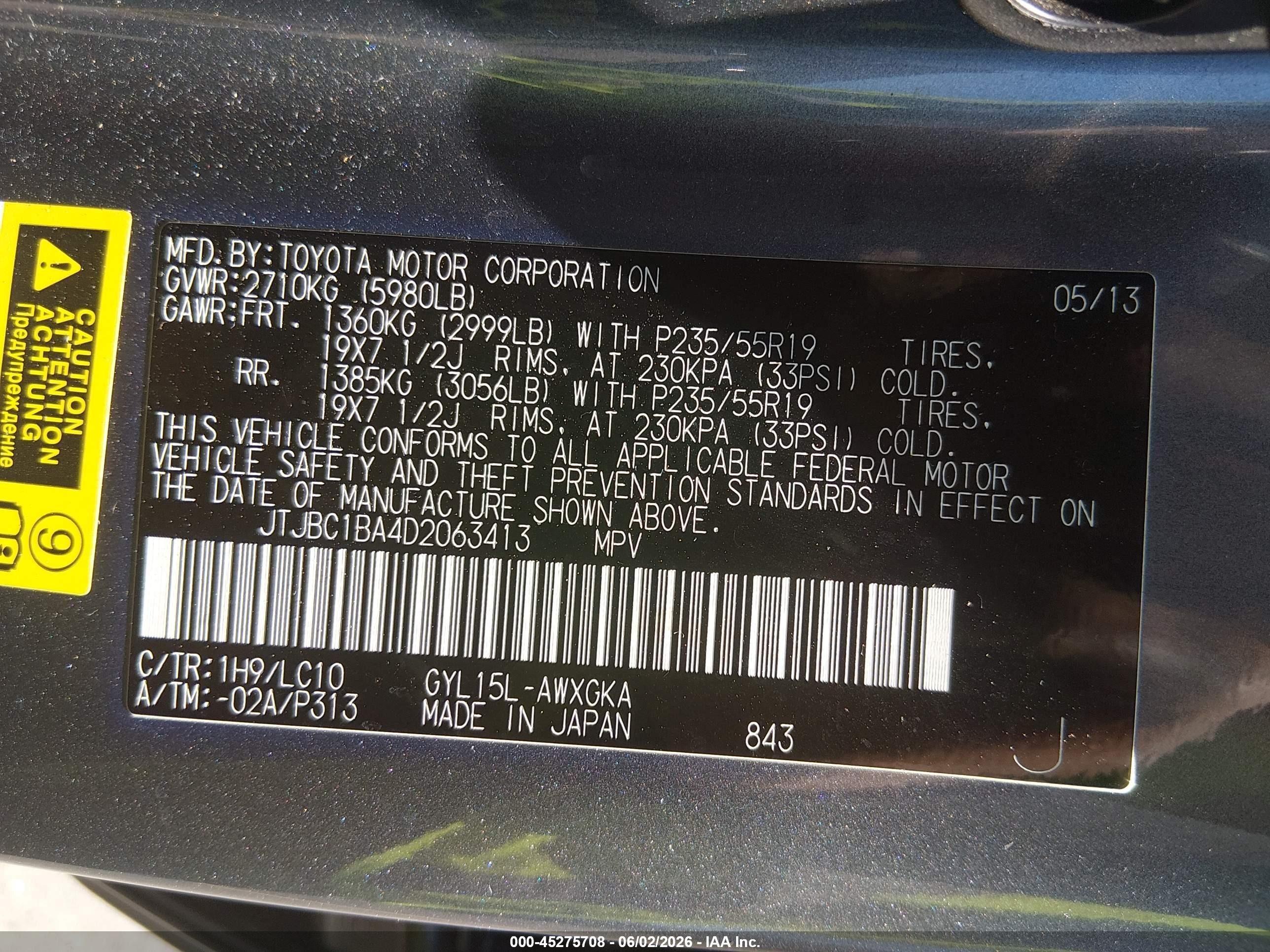 2013 Lexus Rx 450h Gray vin: JTJBC1BA4D2063413