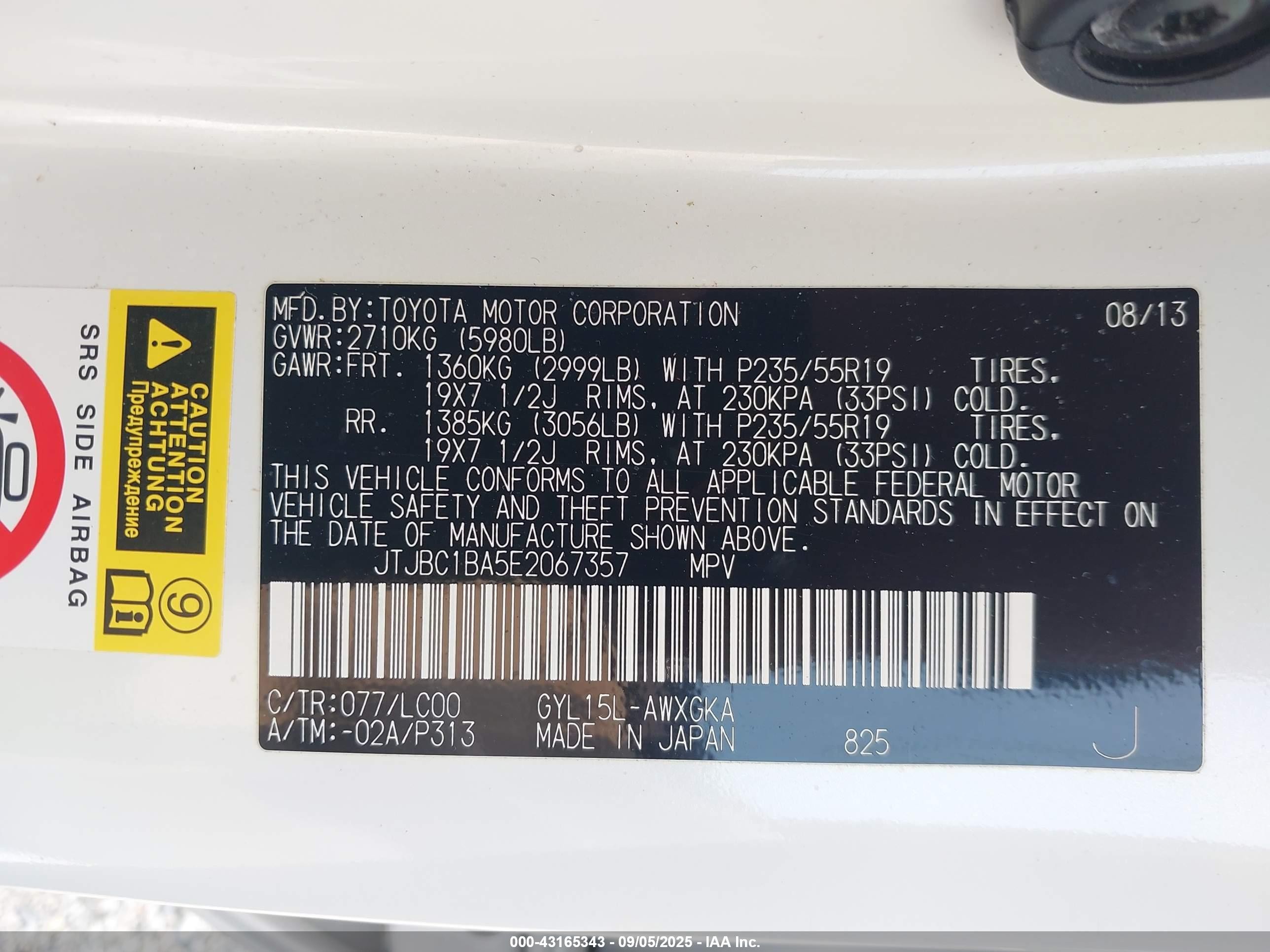 2014 Lexus Rx 450h   White vin: JTJBC1BA5E2067357