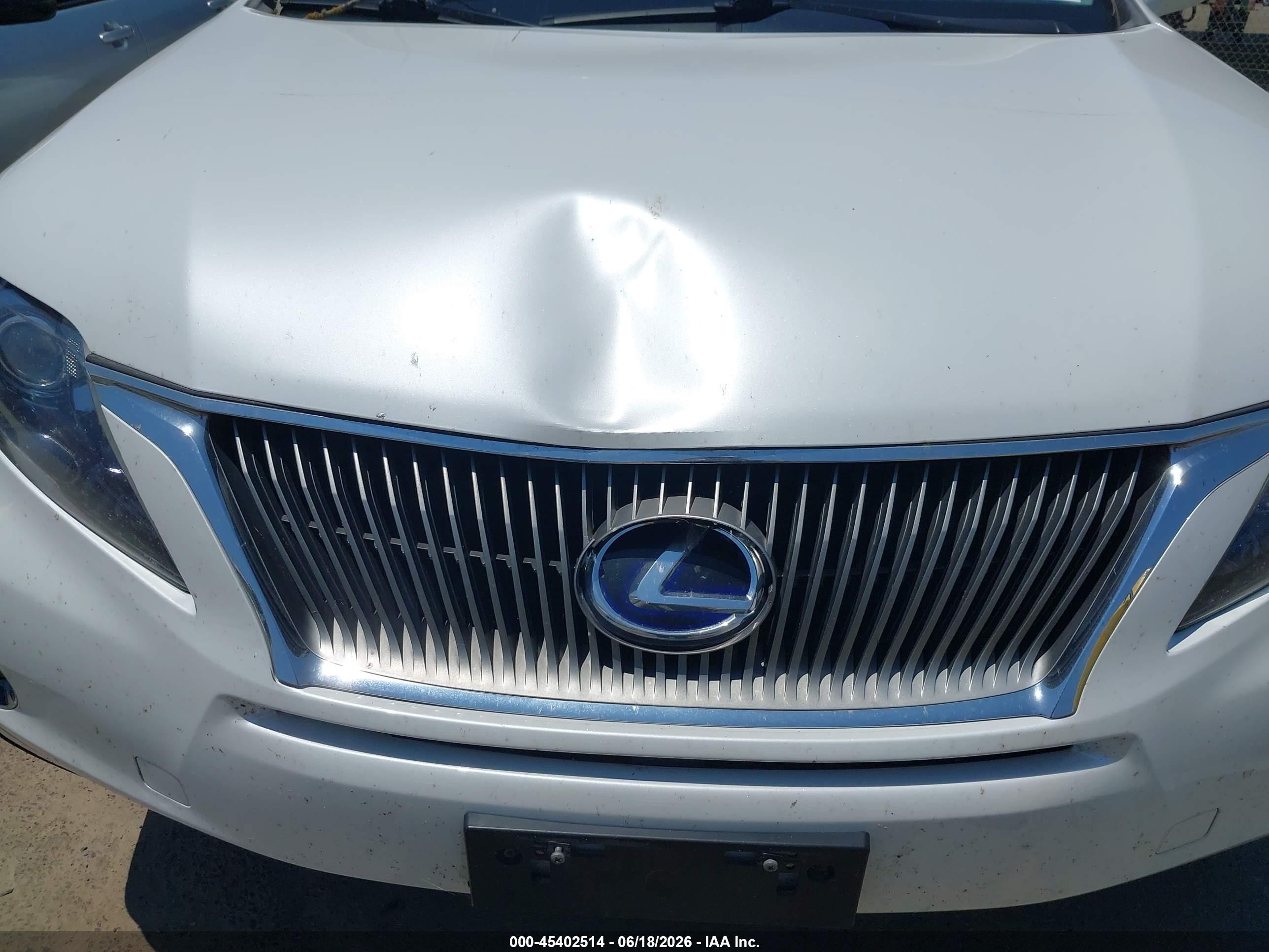 2012 Lexus Rx 450h   White vin: JTJBC1BA6C2425367