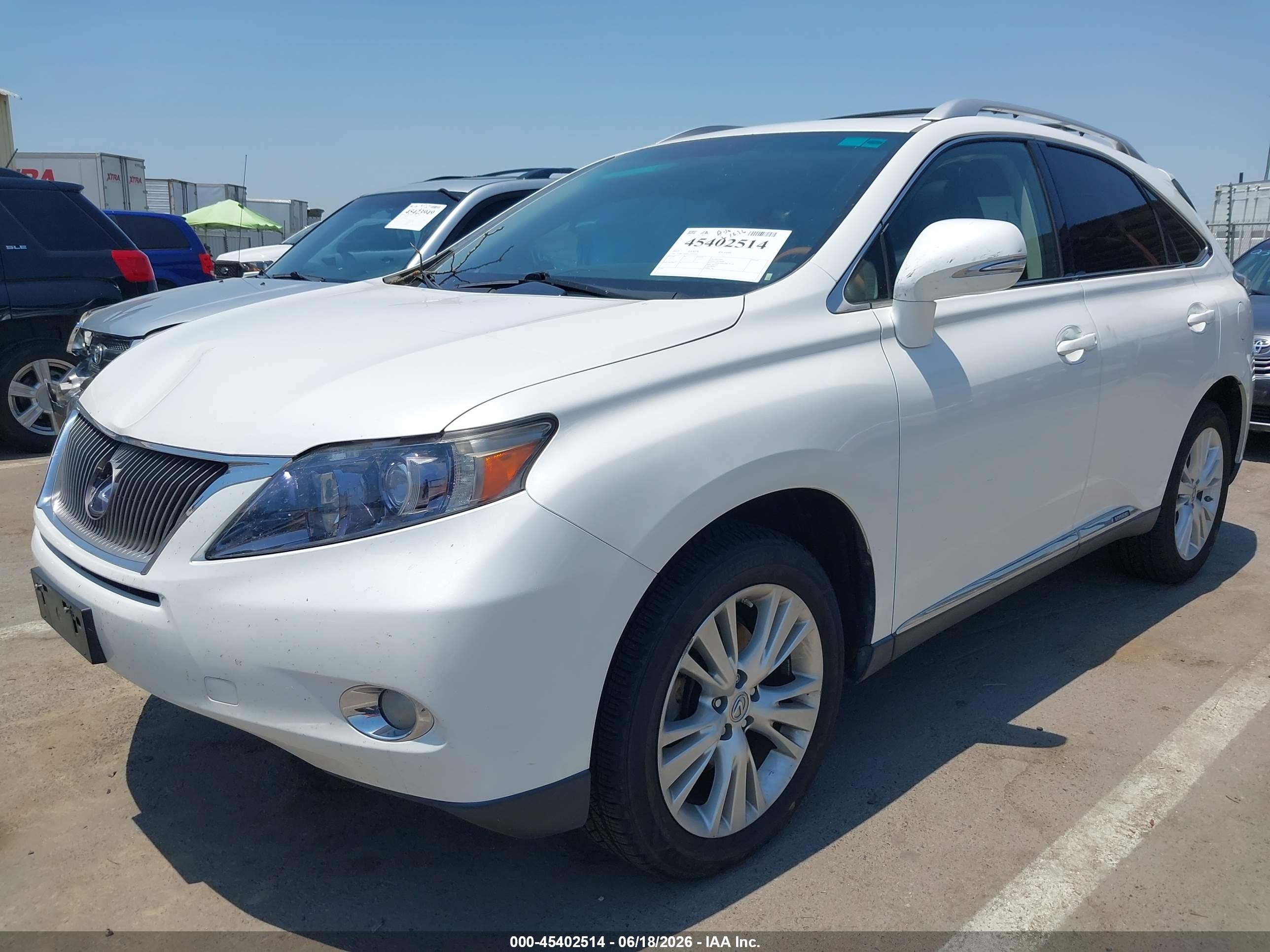 2012 Lexus Rx 450h   White vin: JTJBC1BA6C2425367