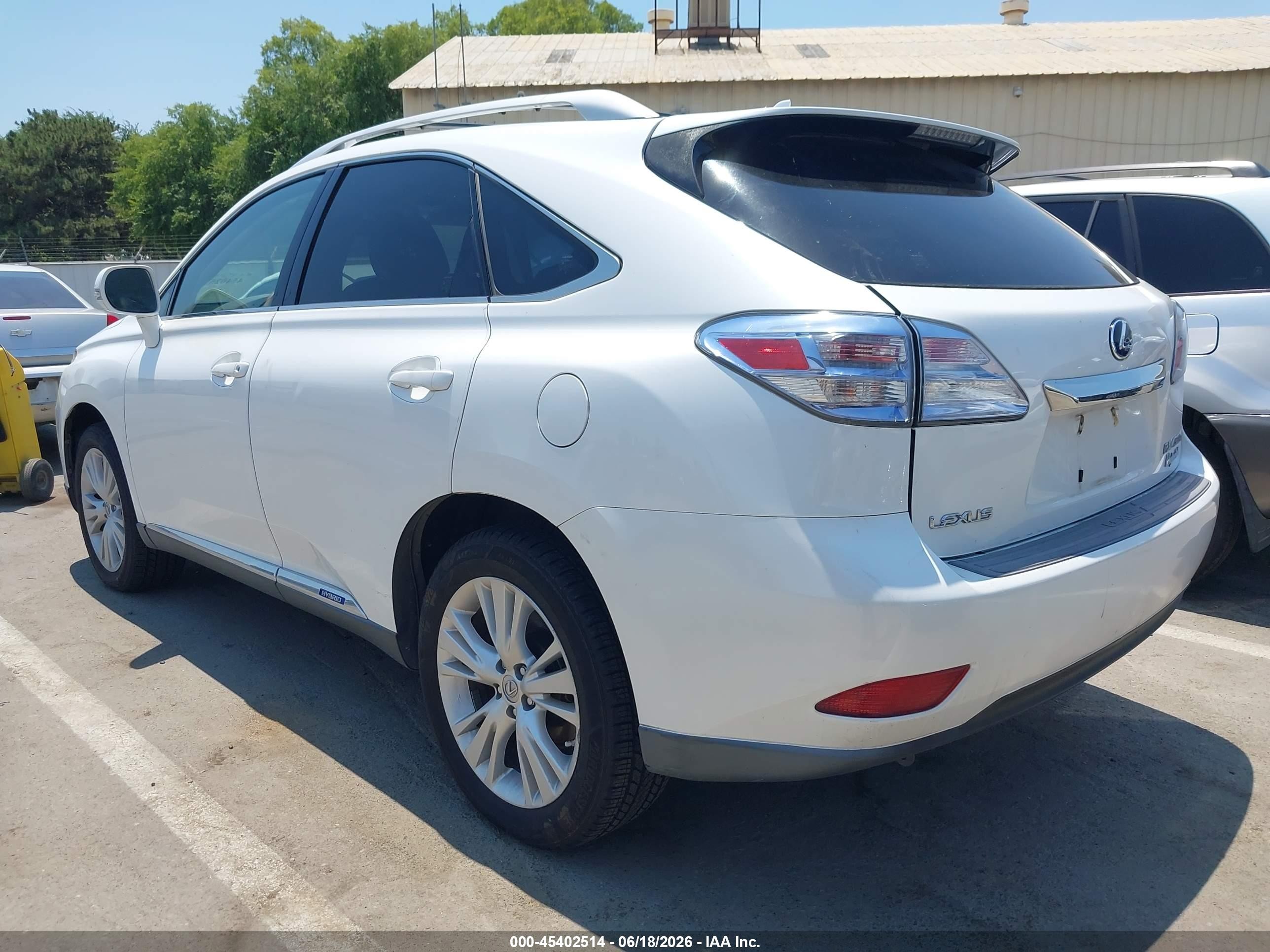 2012 Lexus Rx 450h   White vin: JTJBC1BA6C2425367