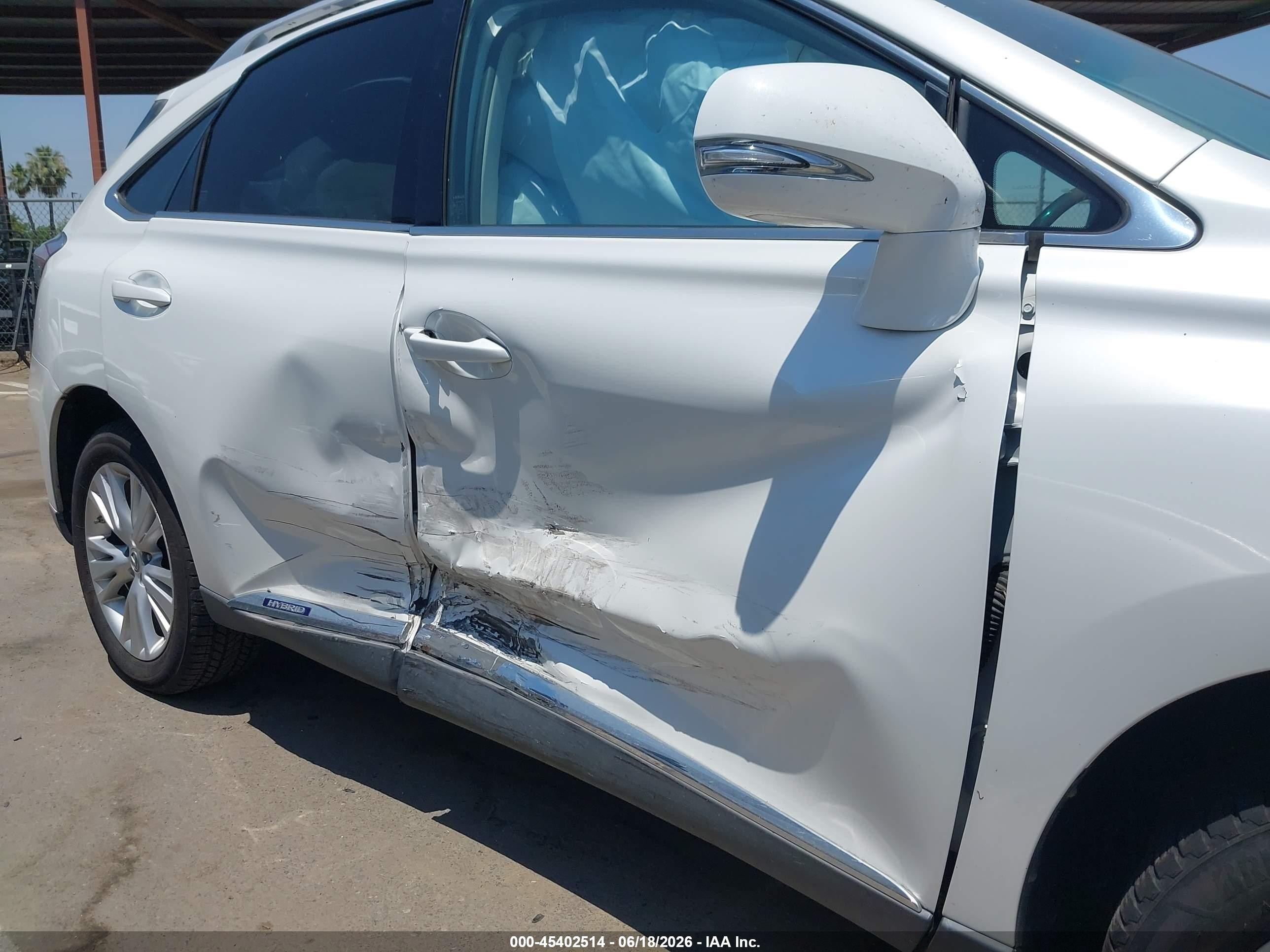 2012 Lexus Rx 450h   White vin: JTJBC1BA6C2425367