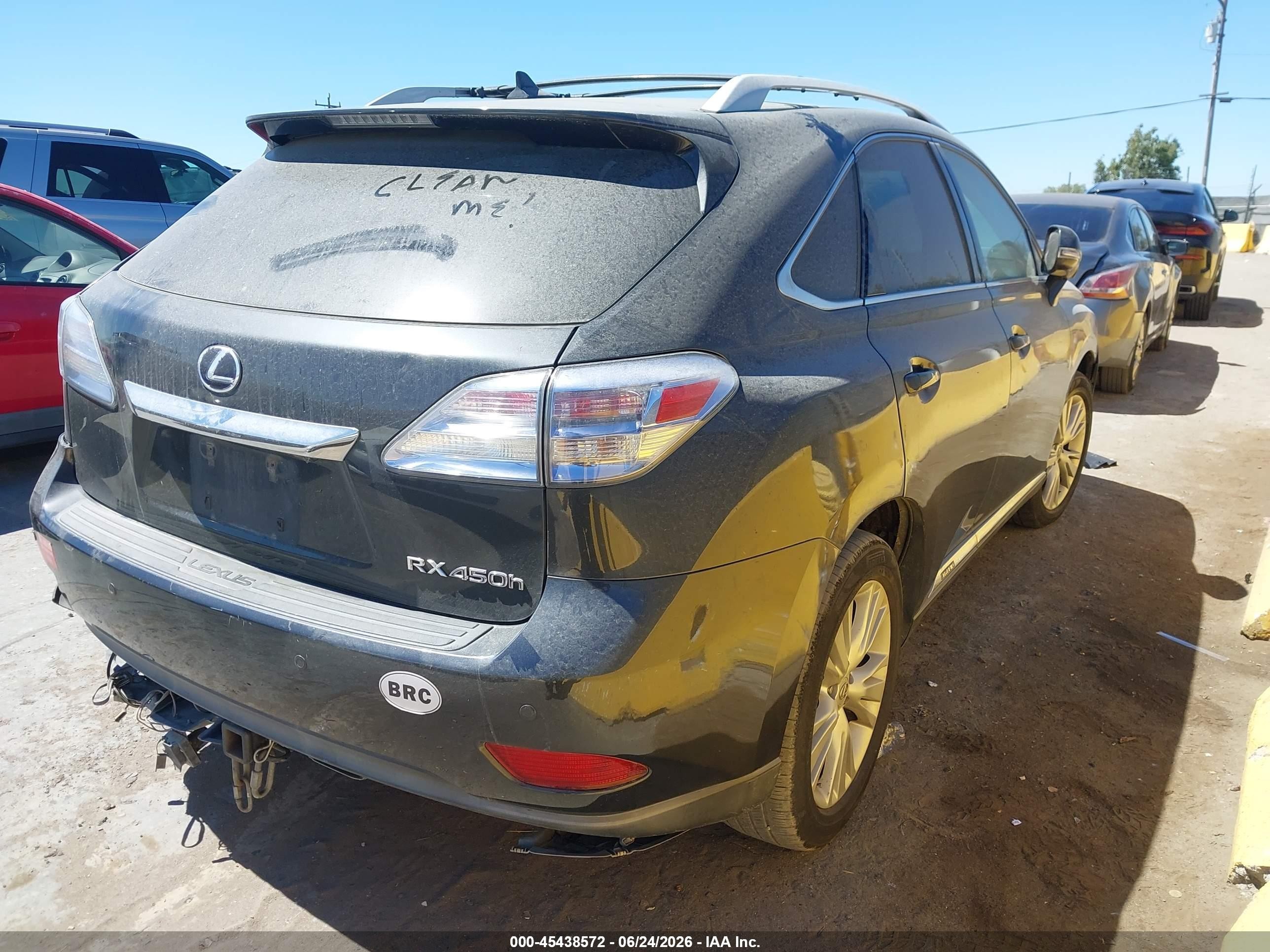 2011 Lexus Rx 450h   Gray vin: JTJBC1BA7B2041354