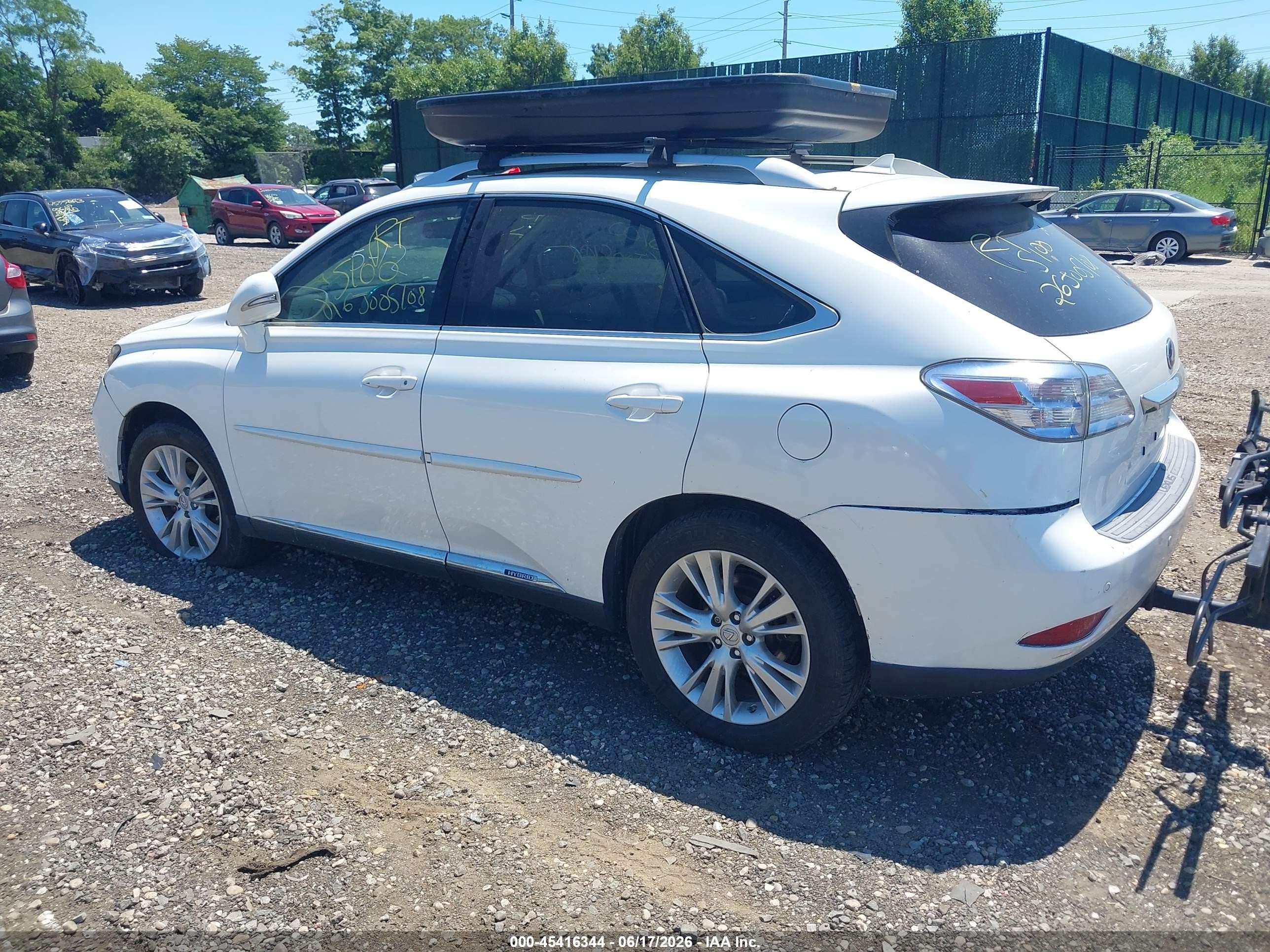 2012 Lexus Rx 450h   White vin: JTJBC1BA7C2426396
