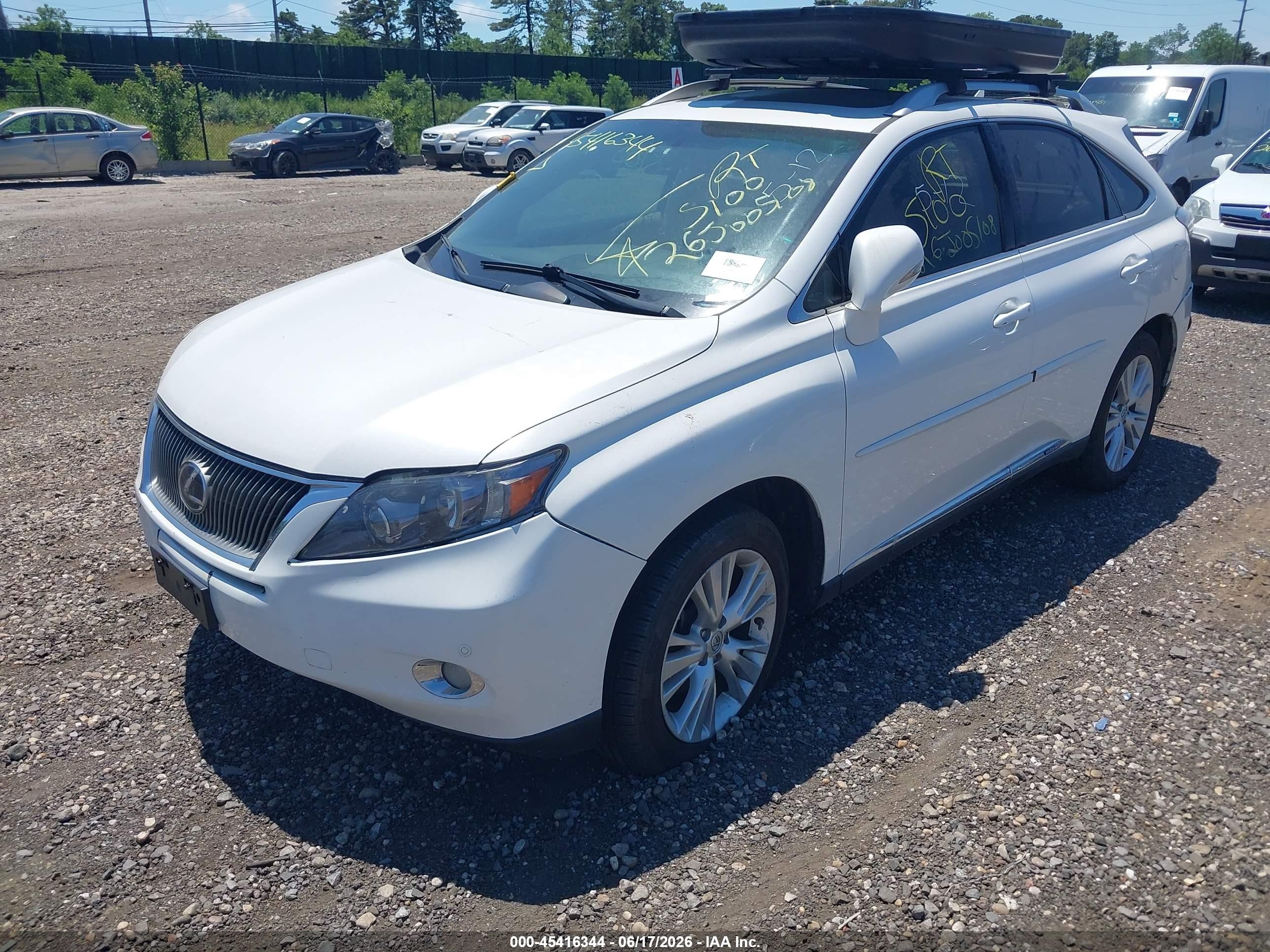 2012 Lexus Rx 450h   White vin: JTJBC1BA7C2426396