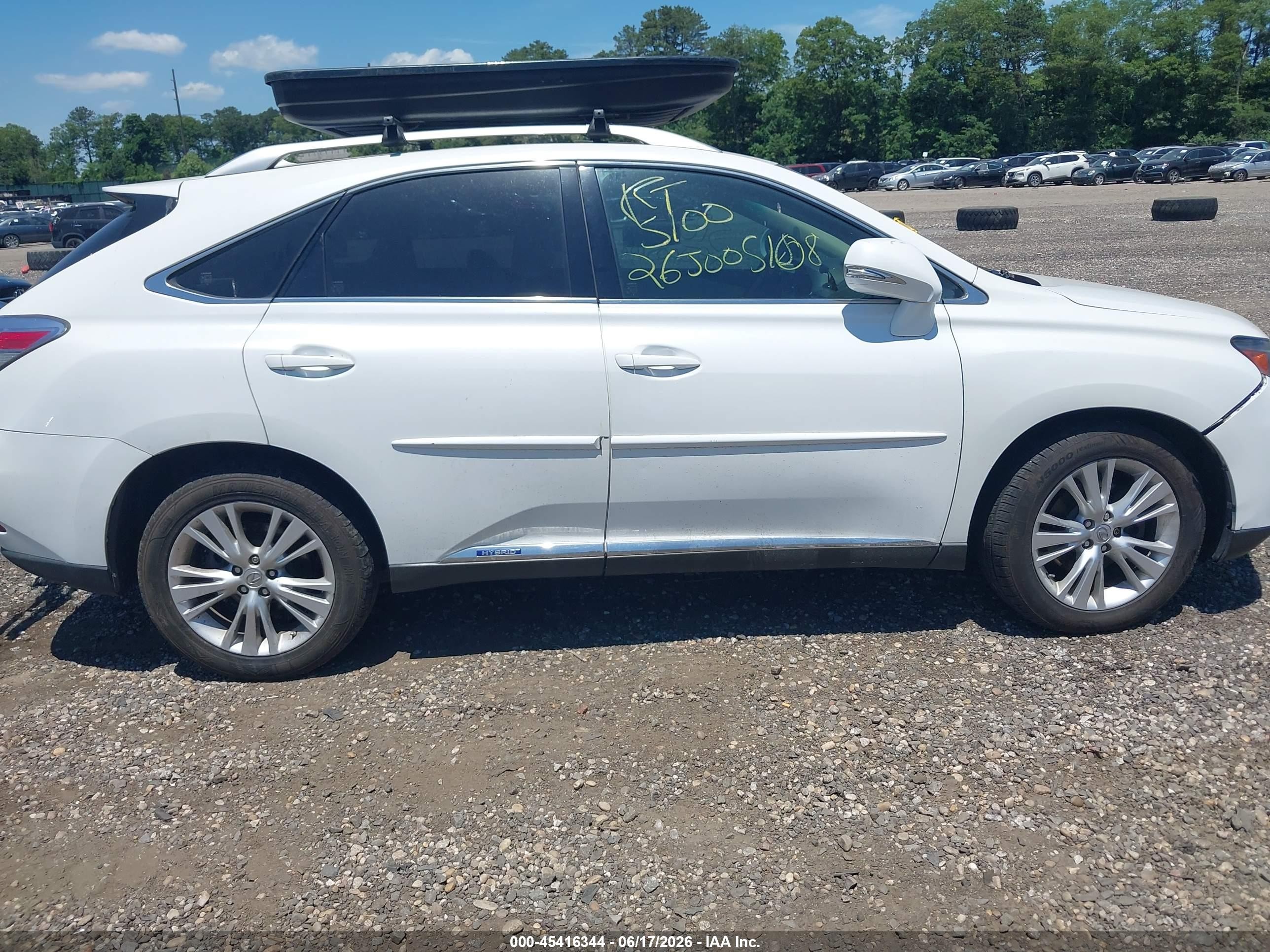 2012 Lexus Rx 450h   White vin: JTJBC1BA7C2426396
