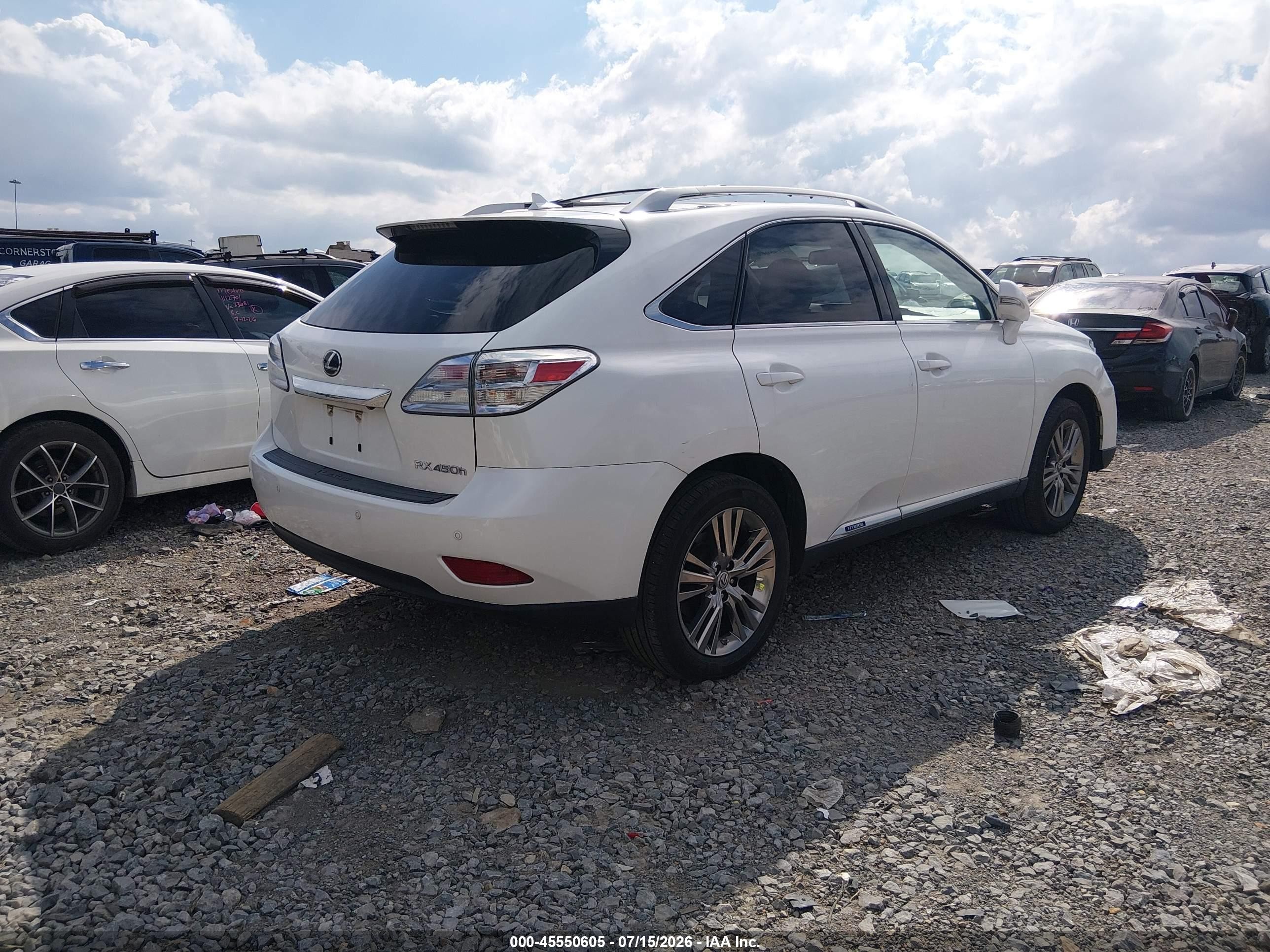 2012 Lexus Rx 450h   White vin: JTJBC1BA7C2429945