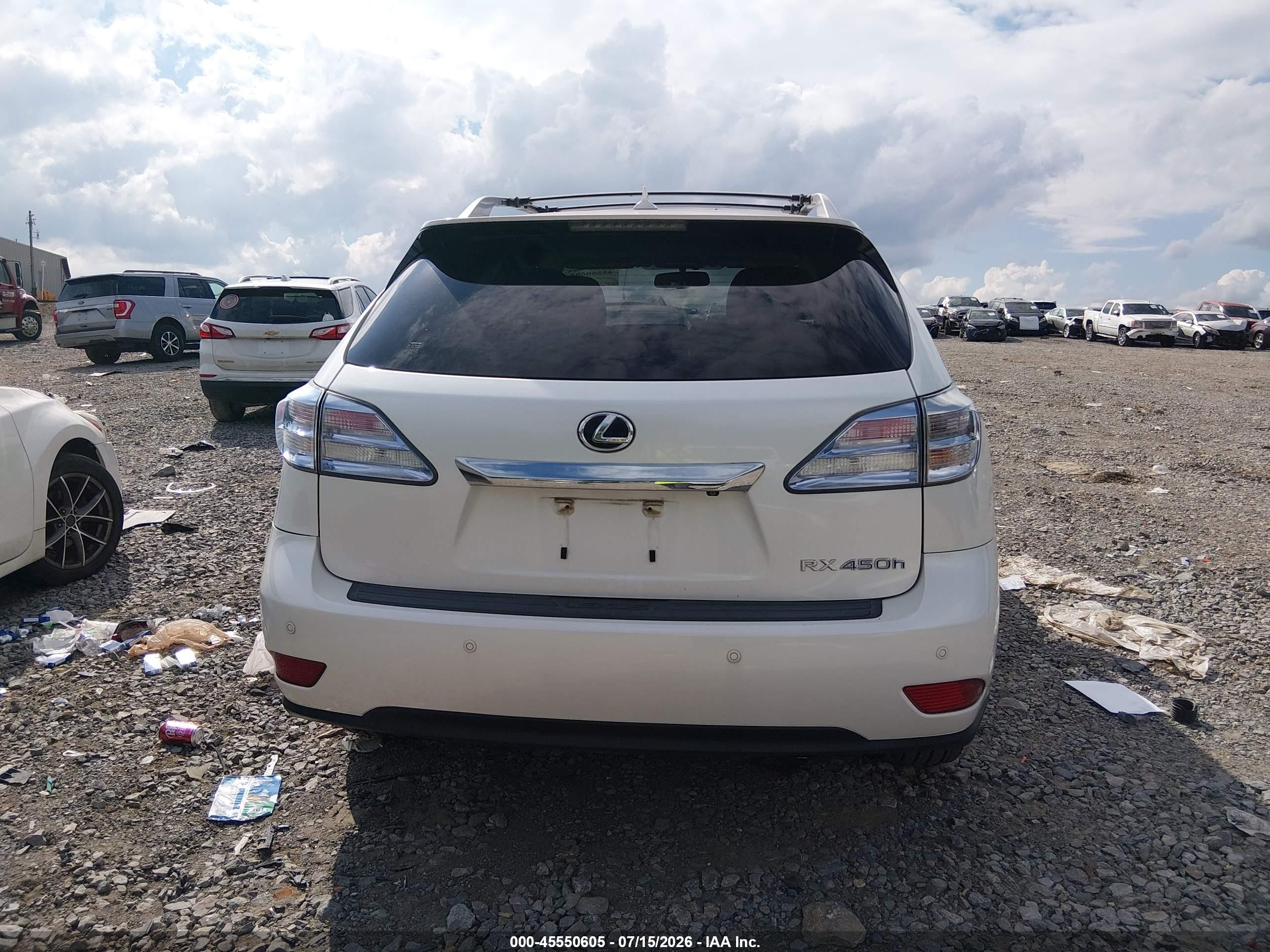 2012 Lexus Rx 450h   White vin: JTJBC1BA7C2429945