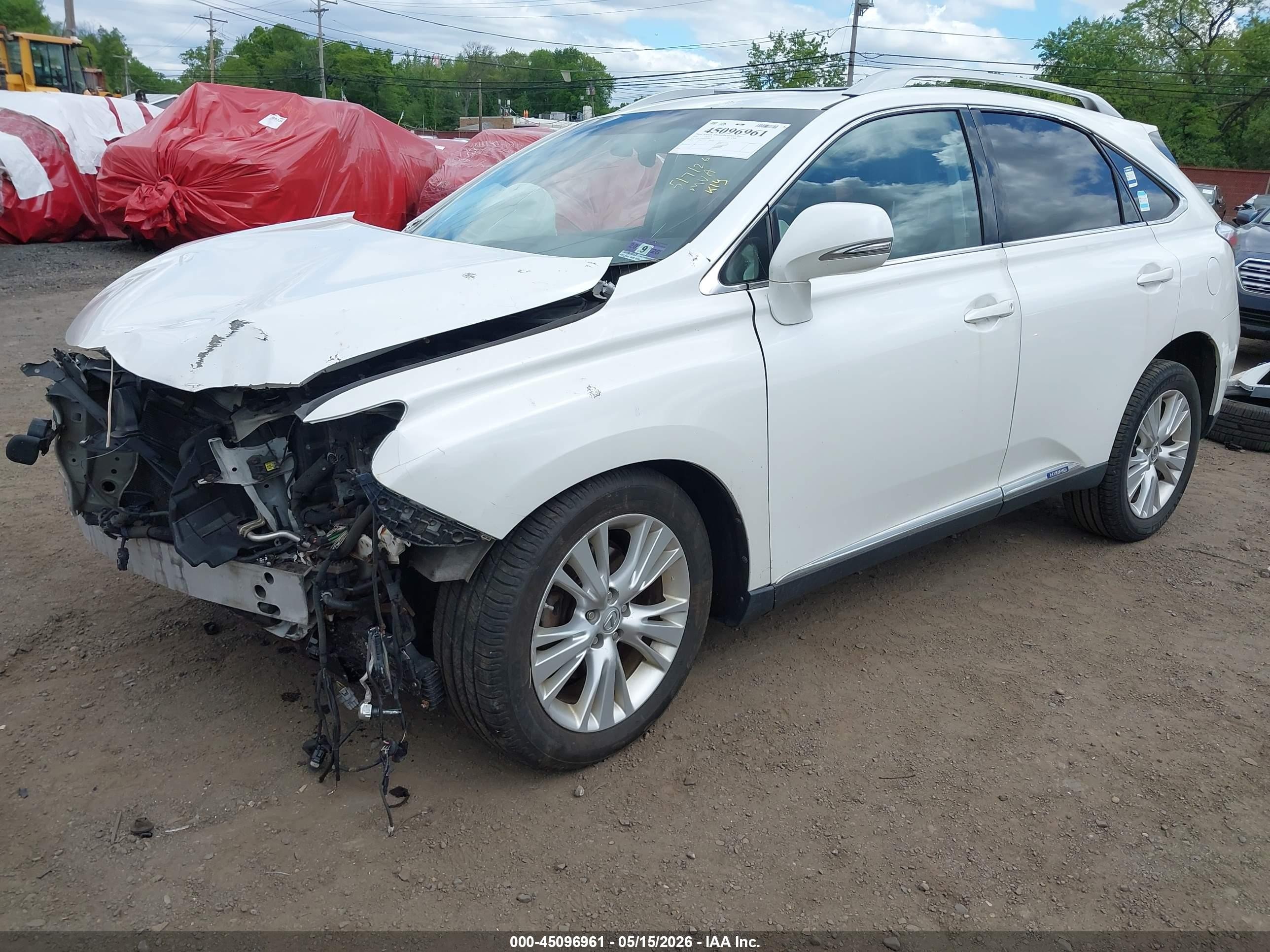 2010 Lexus Rx 450h   White vin: JTJBC1BA8A2005848