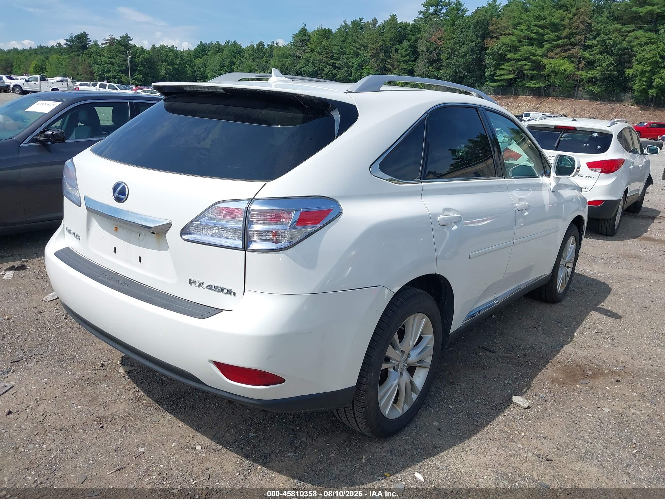2010 Lexus Rx 450h White vin: JTJBC1BA8A2409250