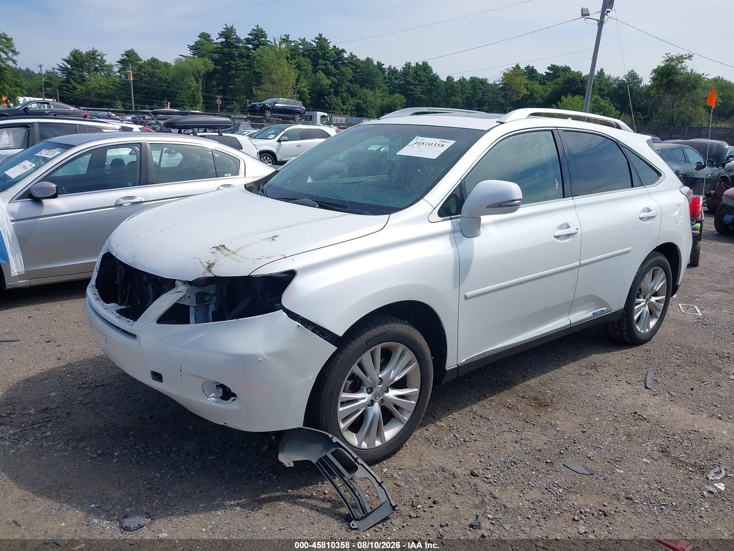 2010 Lexus Rx 450h White vin: JTJBC1BA8A2409250