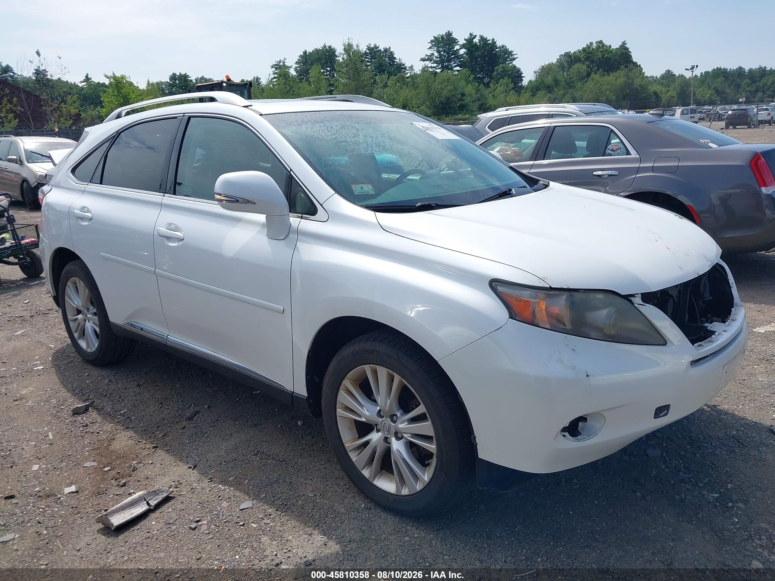 2010 Lexus Rx 450h White vin: JTJBC1BA8A2409250