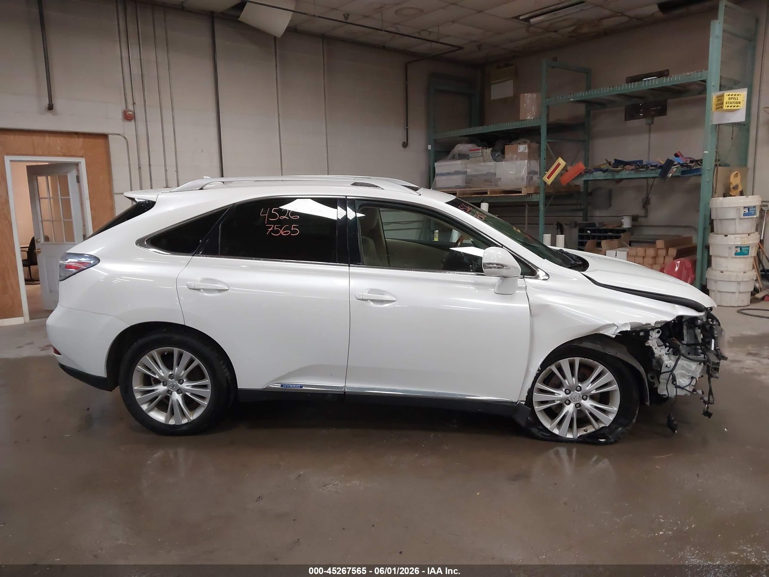 2012 Lexus Rx 450h   White vin: JTJBC1BA8C2433874