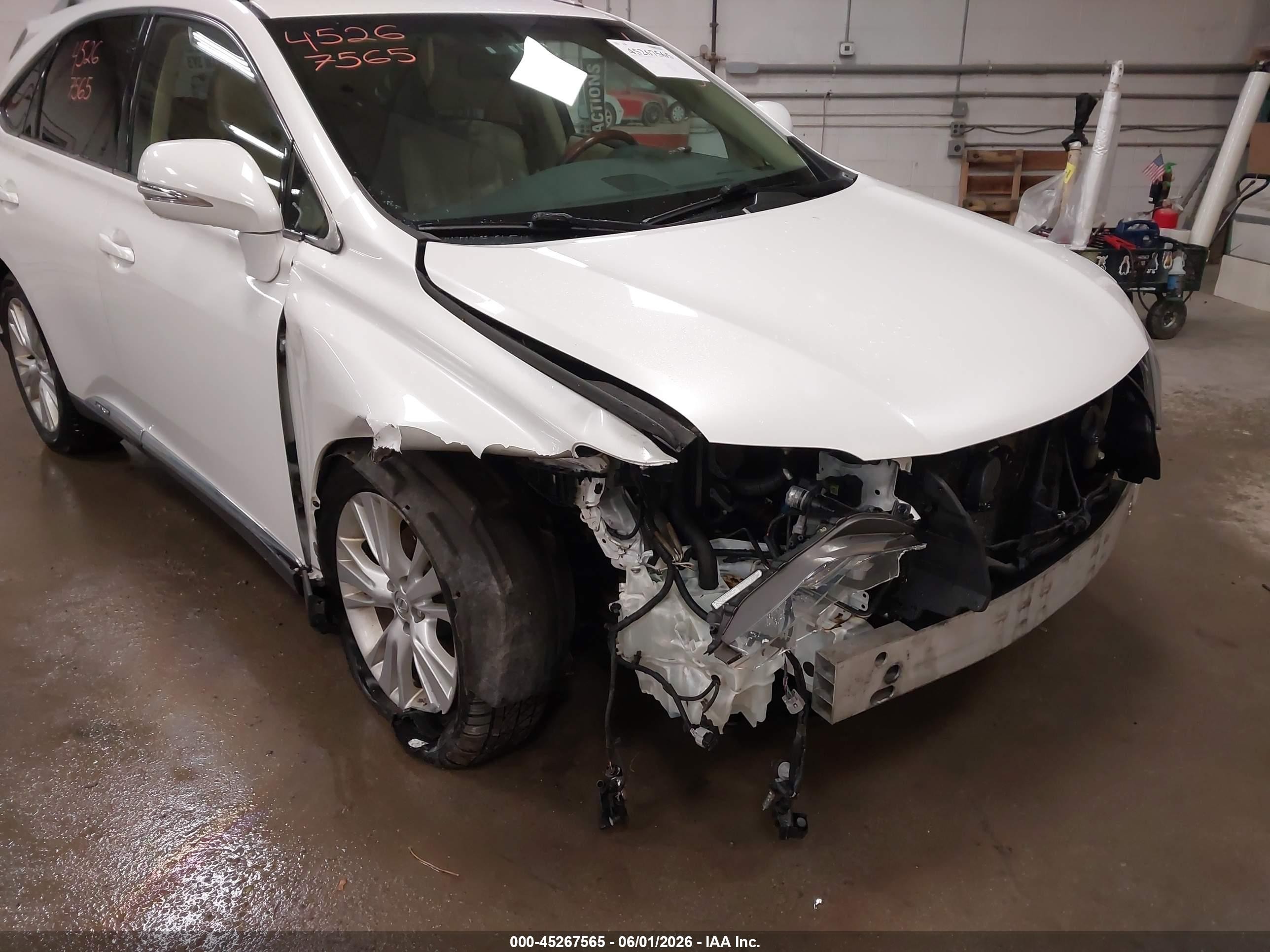 2012 Lexus Rx 450h   White vin: JTJBC1BA8C2433874